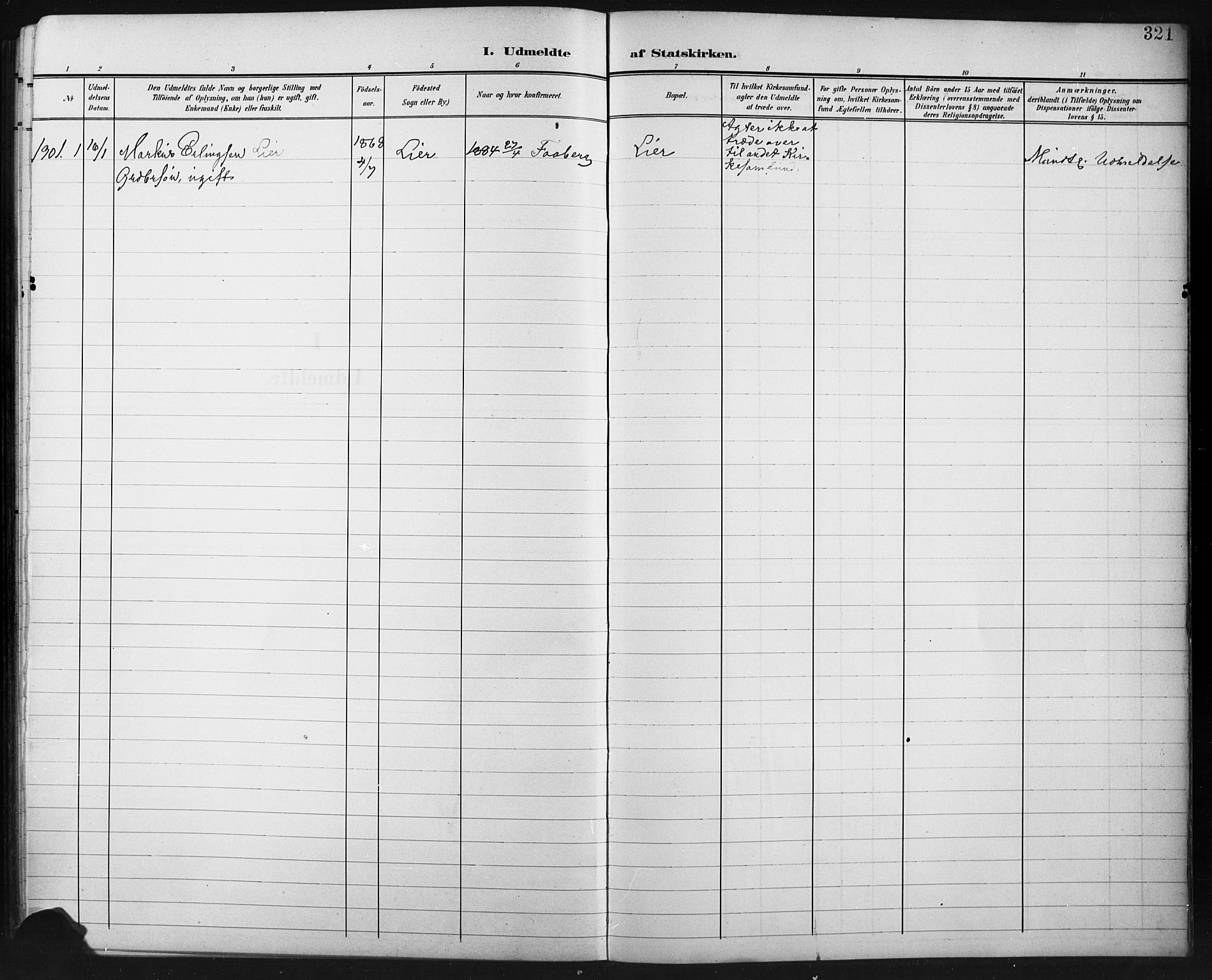 Fåberg prestekontor, SAH/PREST-086/H/Ha/Hab/L0011: Parish register (copy) no. 11, 1901-1921, p. 321