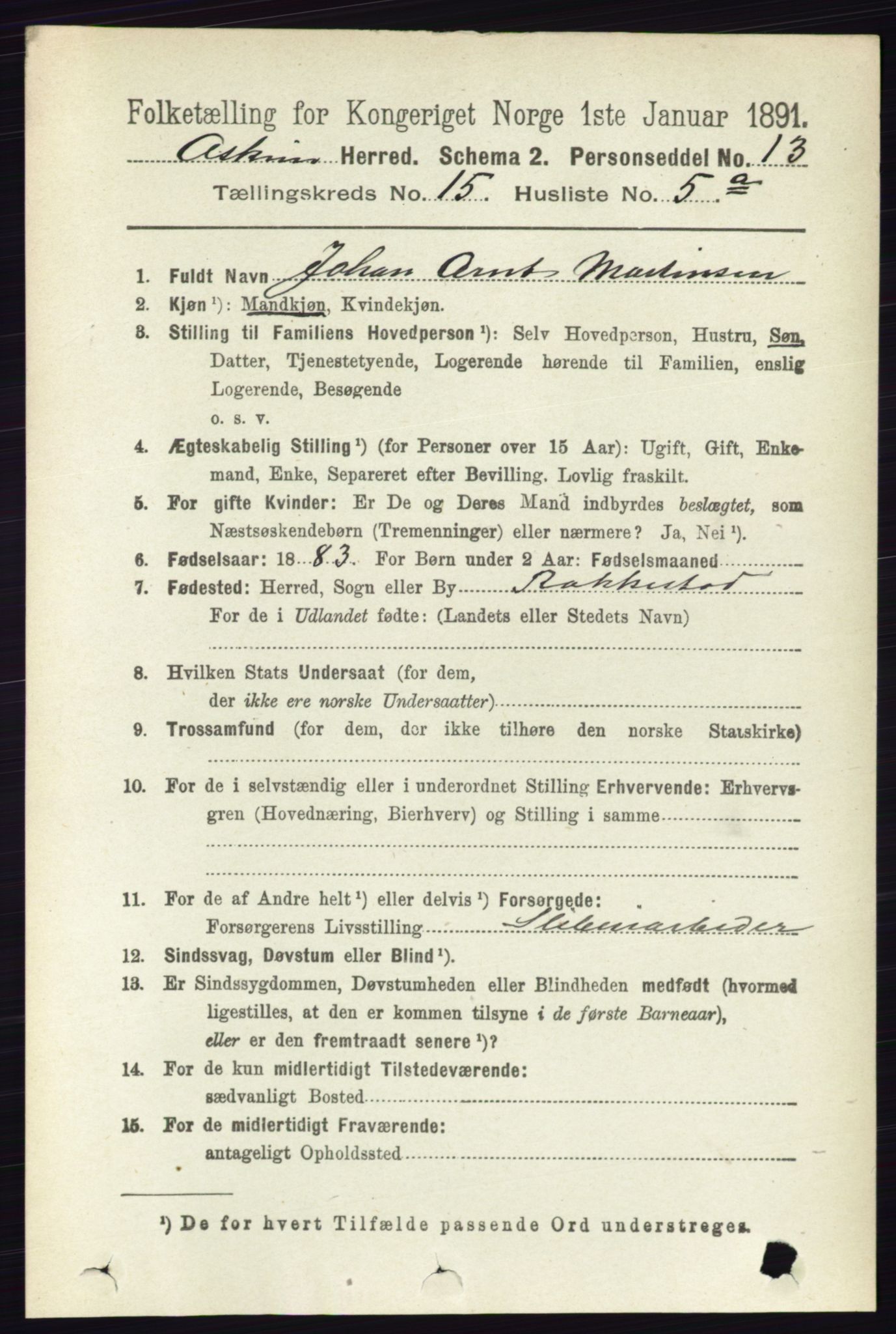 RA, 1891 census for 0124 Askim, 1891, p. 2467