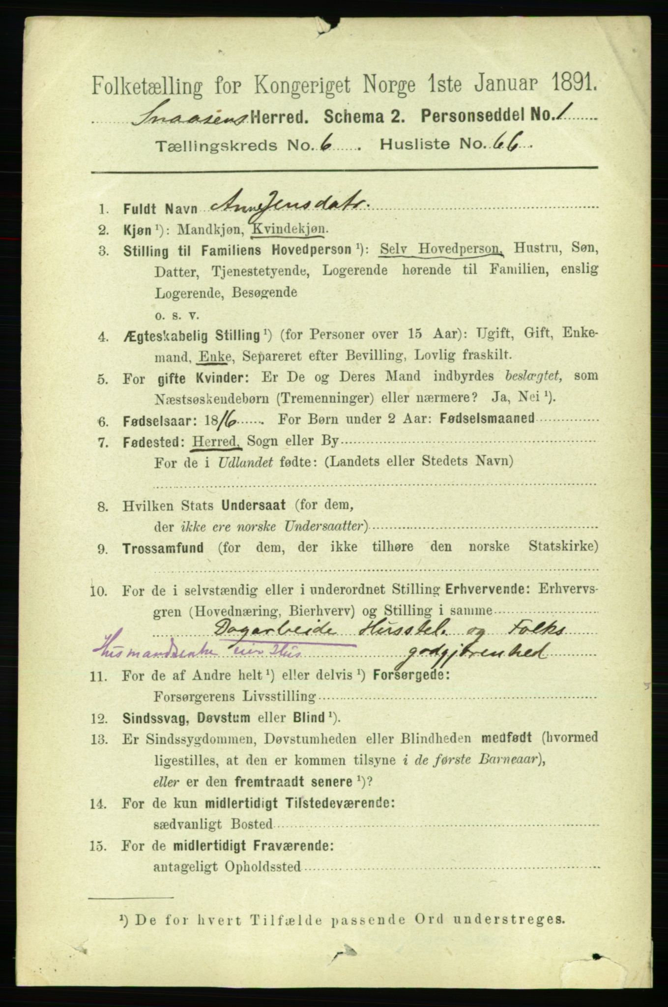 RA, 1891 census for 1736 Snåsa, 1891, p. 2272