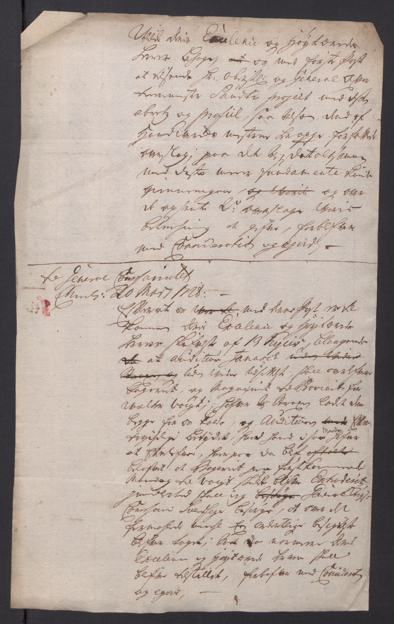 Kommanderende general (KG I) med Det norske krigsdirektorium, AV/RA-EA-5419/B/L0010: Kommanderende generals konsepter og kopibok, 1728-1730, p. 97