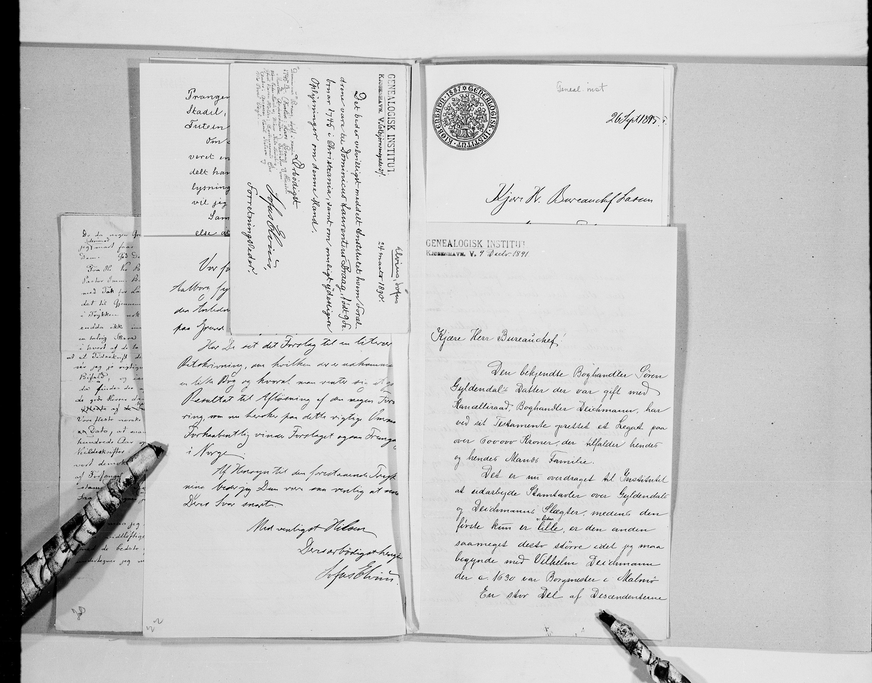 Lassens samlinger, AV/RA-PA-0051/G/L0097: Alfabetisk ordnede brev til Wilhelm Lassen: Fabritius - Grønvold, 1815-1907, p. 114