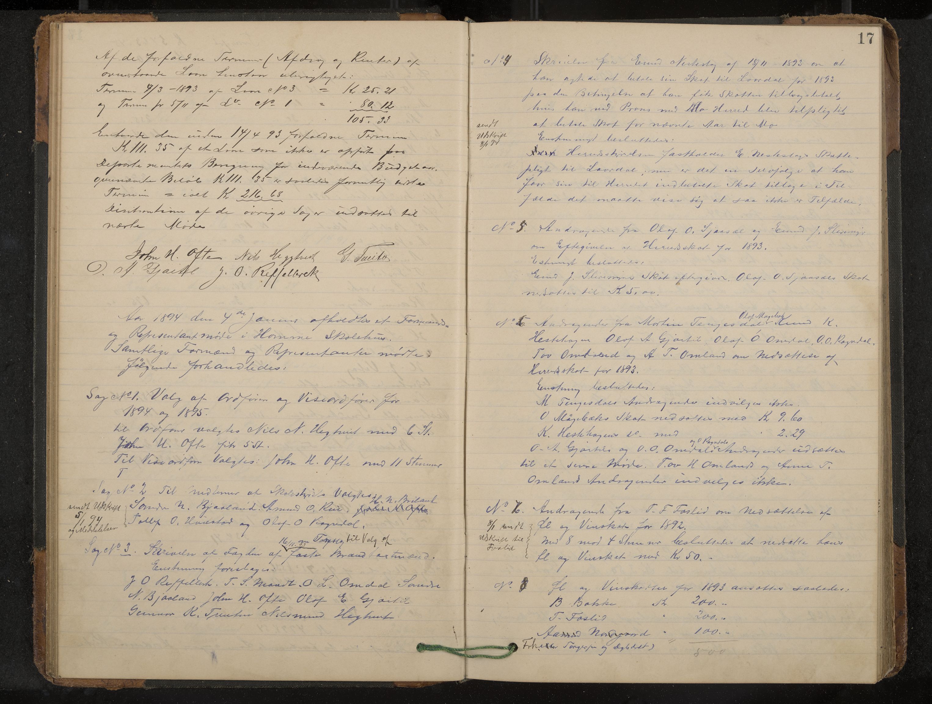 Lårdal formannskap og sentraladministrasjon, IKAK/0833021/A/L0003: Møtebok, 1893-1901, p. 17