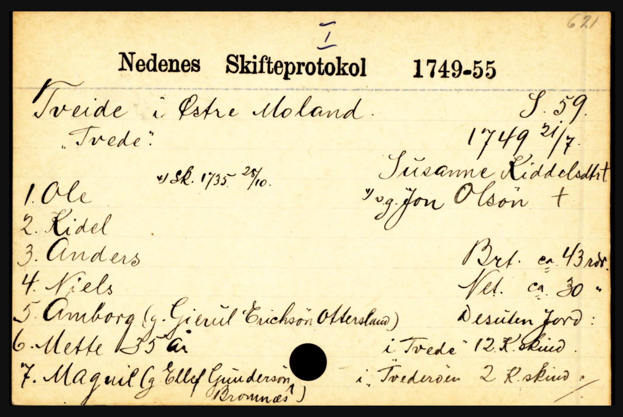 Nedenes sorenskriveri før 1824, AV/SAK-1221-0007/H, p. 31451