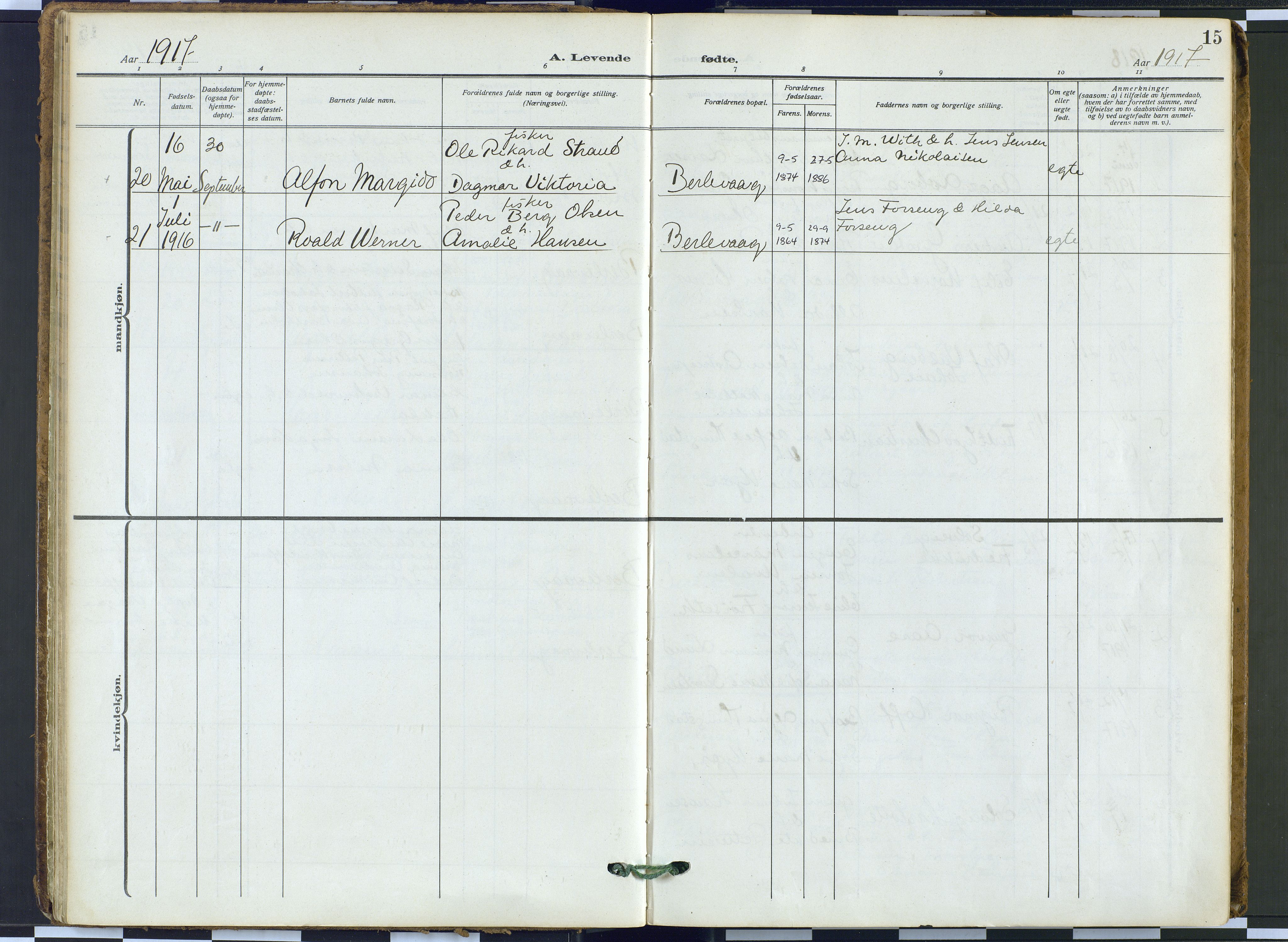 Tana sokneprestkontor, SATØ/S-1334/H/Ha: Parish register (official) no. 9, 1914-1930, p. 15