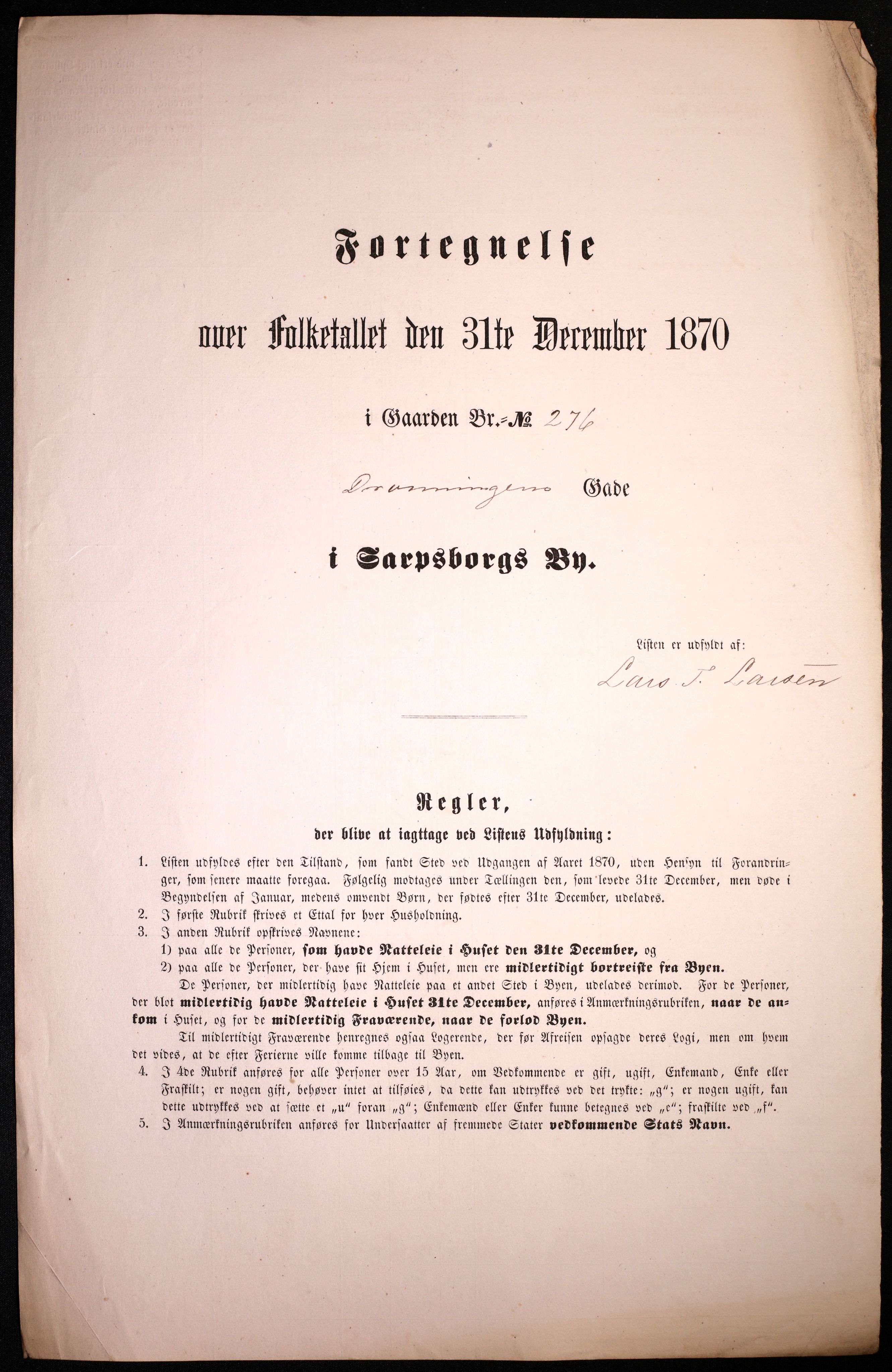 RA, 1870 census for 0102 Sarpsborg, 1870, p. 201