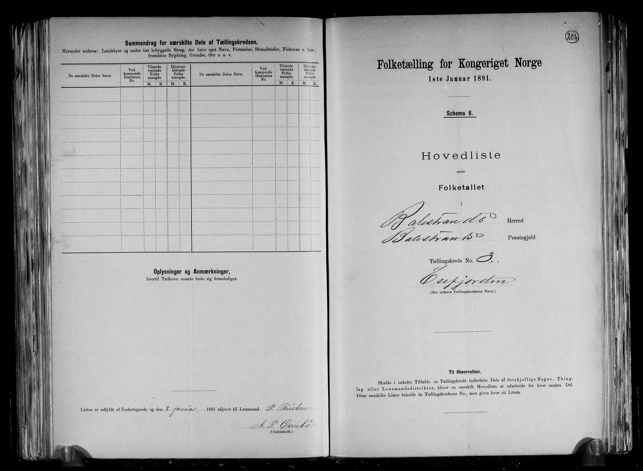RA, 1891 census for 1418 Balestrand, 1891, p. 9