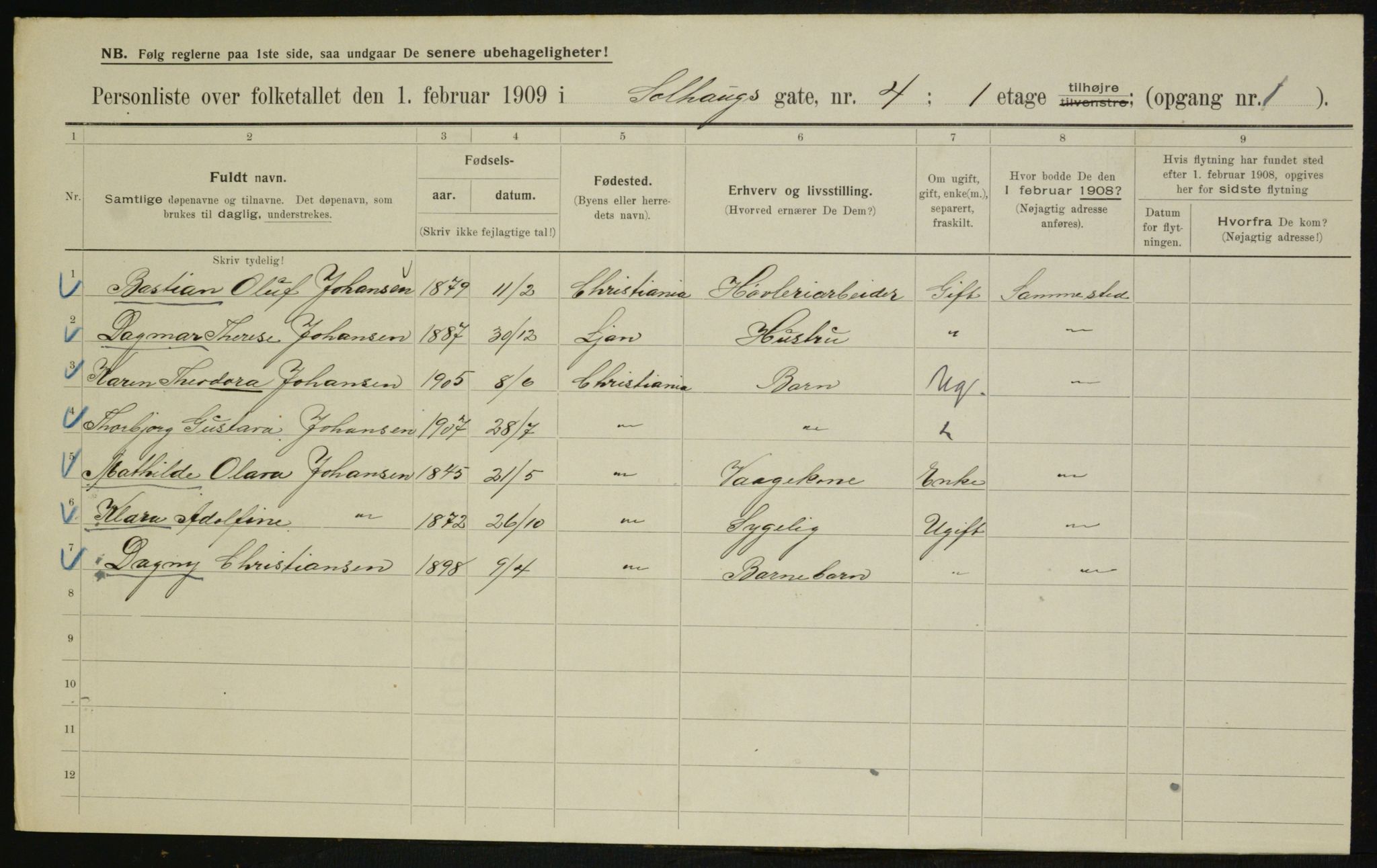 OBA, Municipal Census 1909 for Kristiania, 1909, p. 90149