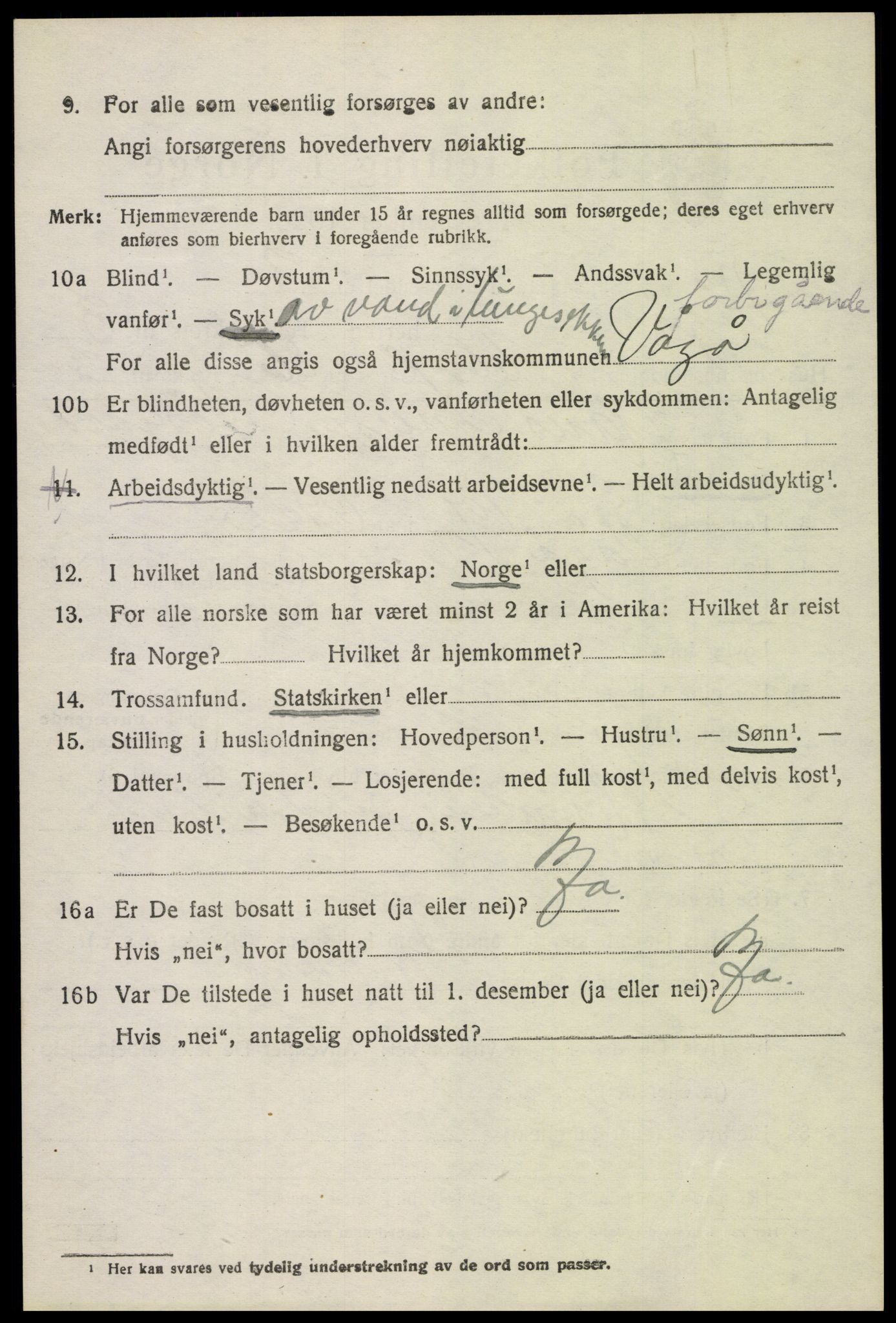 SAH, 1920 census for Vågå, 1920, p. 3383