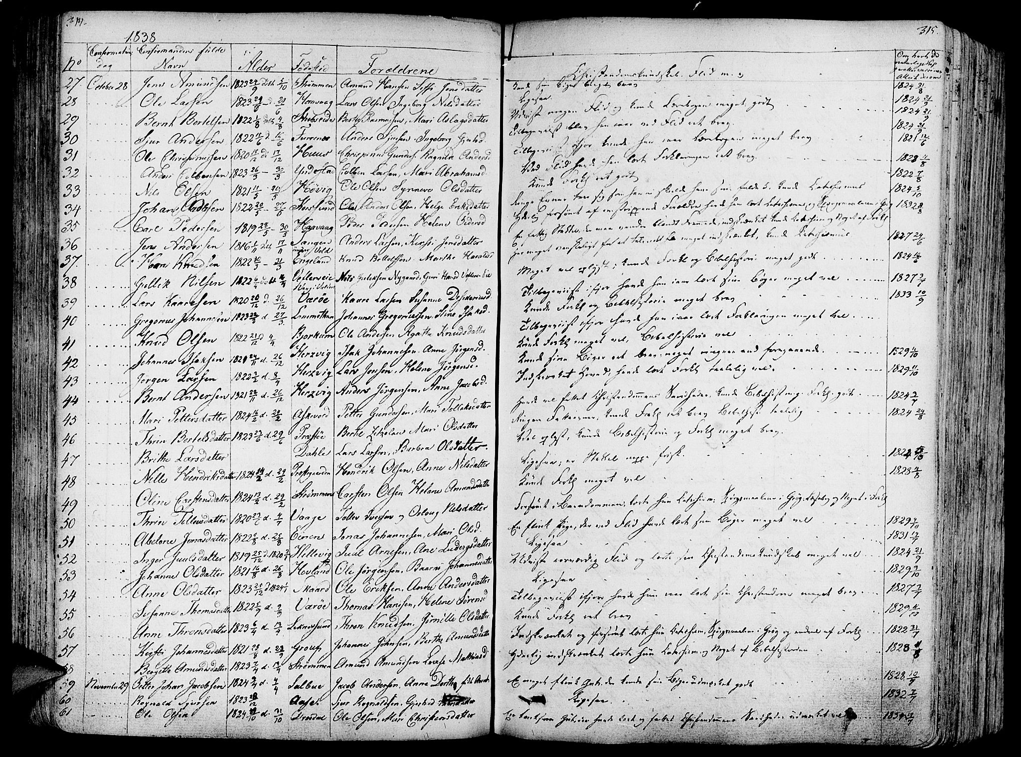 Askvoll sokneprestembete, SAB/A-79501/H/Haa/Haaa/L0010: Parish register (official) no. A 10, 1821-1844, p. 314-315