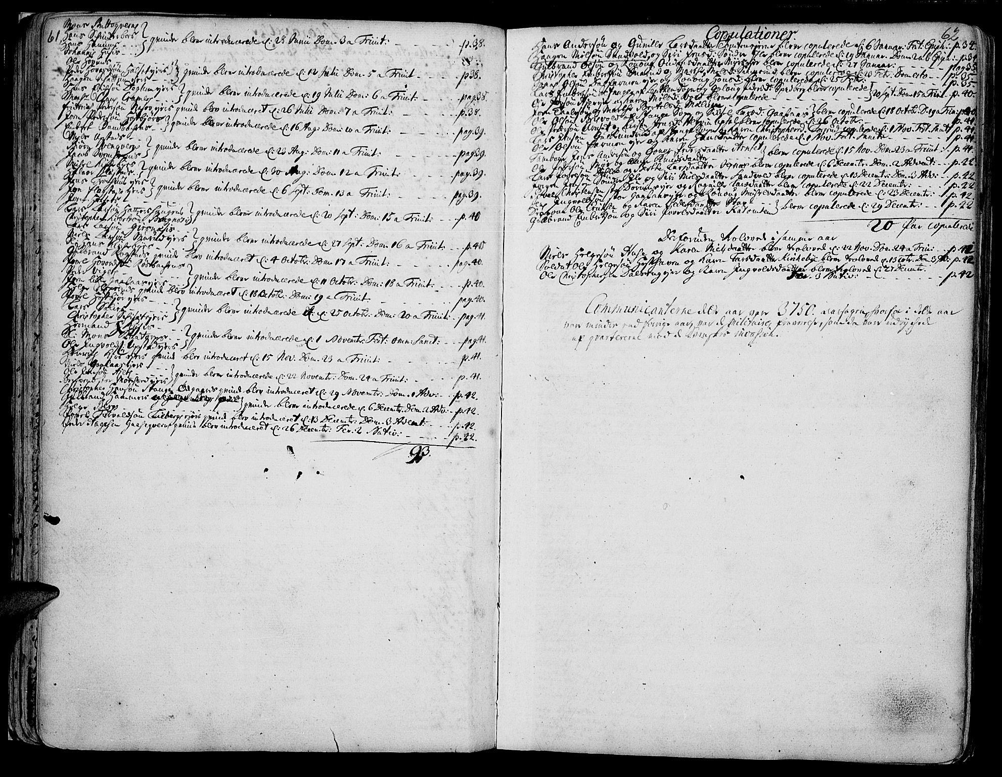 Vang prestekontor, Hedmark, AV/SAH-PREST-008/H/Ha/Haa/L0002A: Parish register (official) no. 2A, 1713-1733, p. 61-62