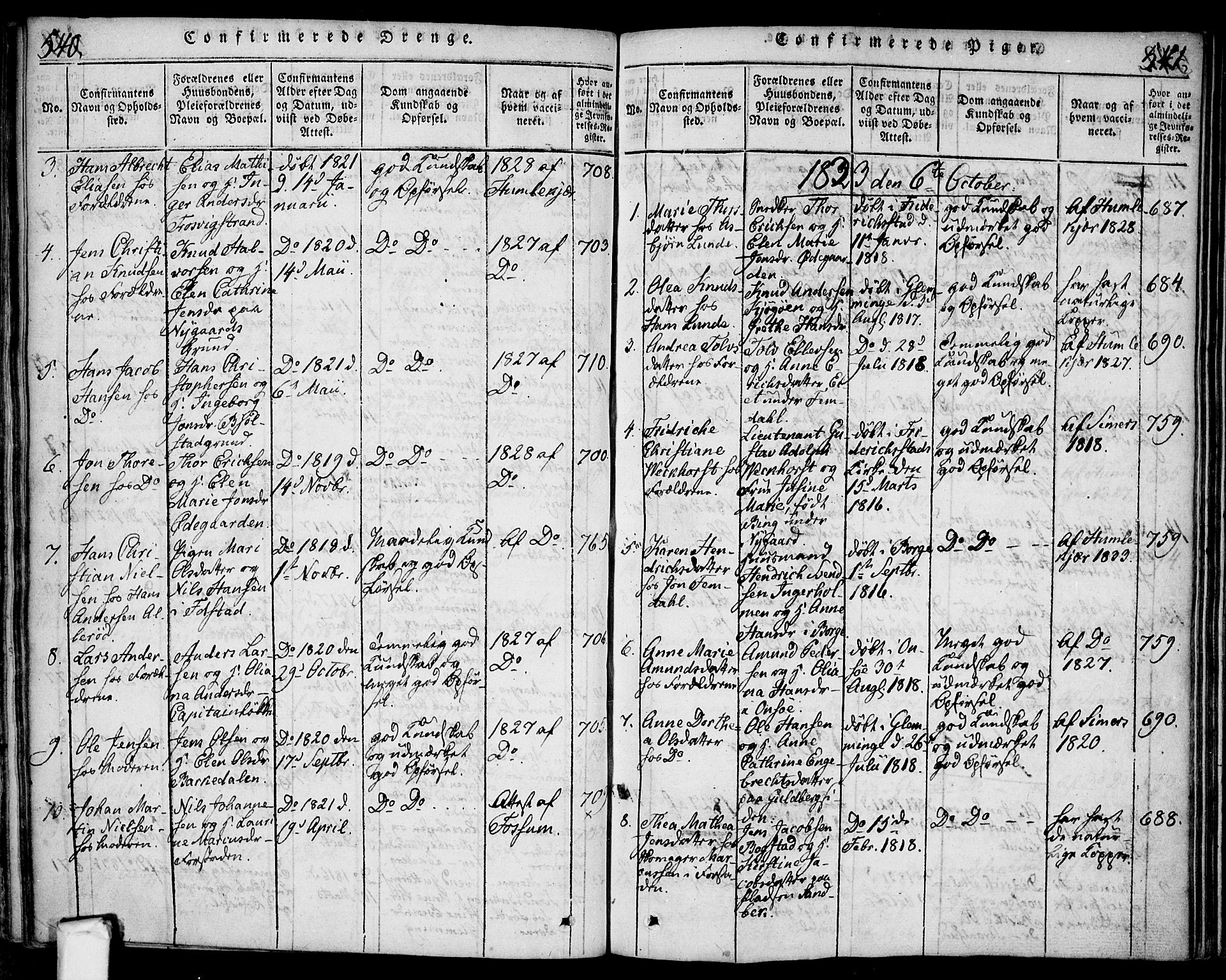 Glemmen prestekontor Kirkebøker, SAO/A-10908/F/Fa/L0004: Parish register (official) no. 4, 1816-1838, p. 540-541