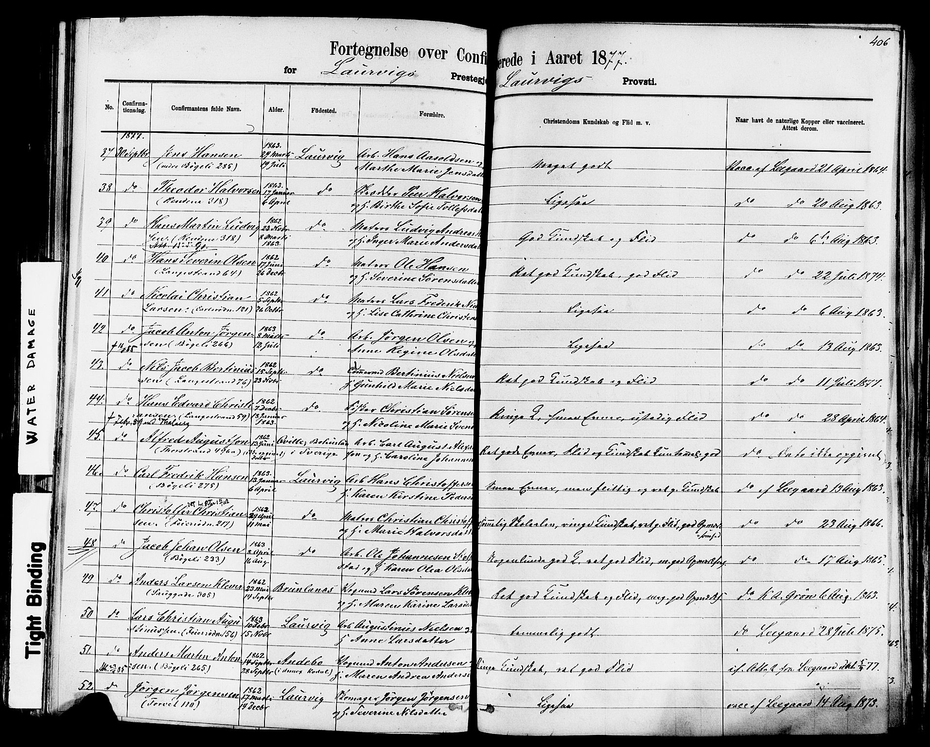 Larvik kirkebøker, AV/SAKO-A-352/F/Fa/L0006: Parish register (official) no. I 6, 1871-1883, p. 406