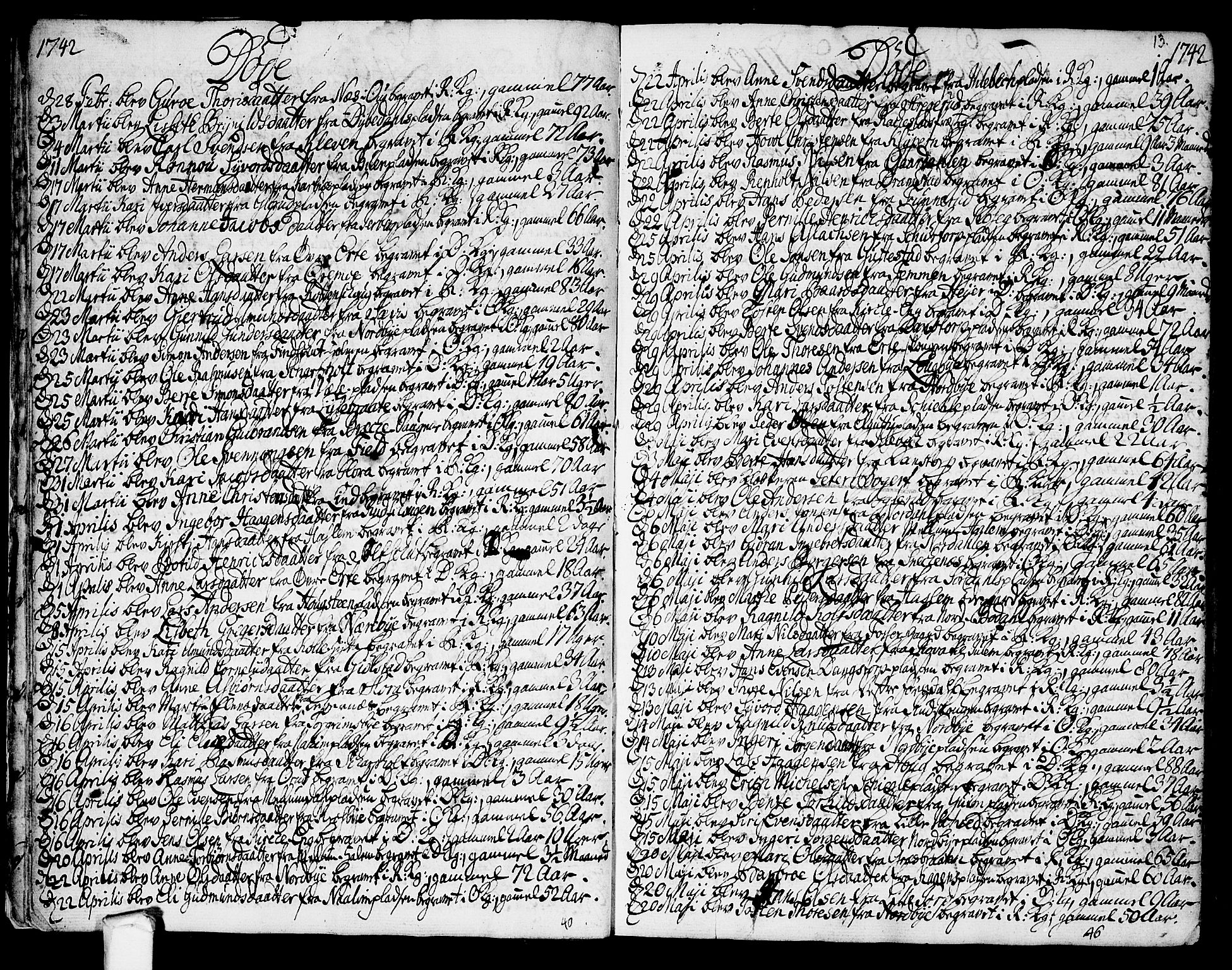 Rakkestad prestekontor Kirkebøker, AV/SAO-A-2008/F/Fa/L0002: Parish register (official) no. I 2, 1741-1751, p. 13