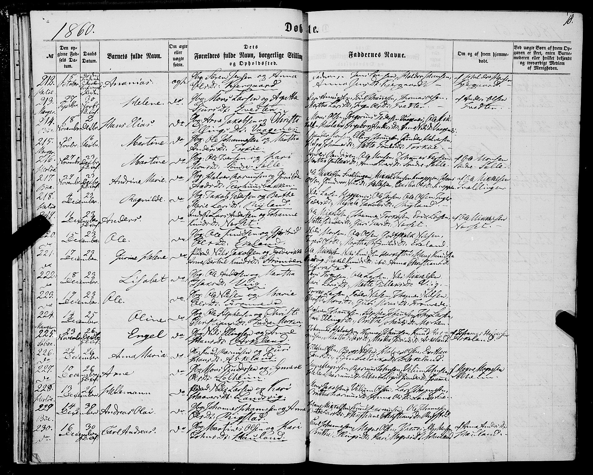 Manger sokneprestembete, AV/SAB-A-76801/H/Haa: Parish register (official) no. A 7, 1860-1870, p. 18