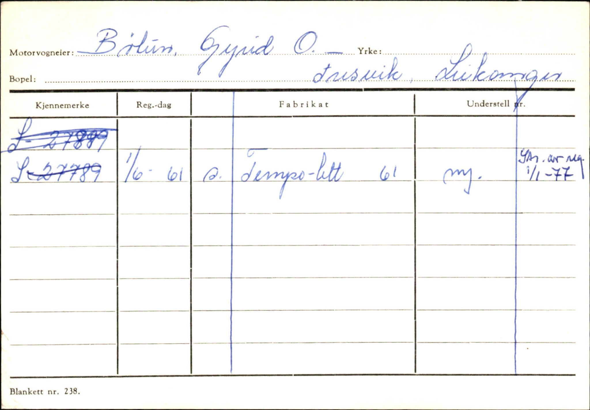 Statens vegvesen, Sogn og Fjordane vegkontor, AV/SAB-A-5301/4/F/L0126: Eigarregister Fjaler M-Å. Leikanger A-Å, 1945-1975, p. 952