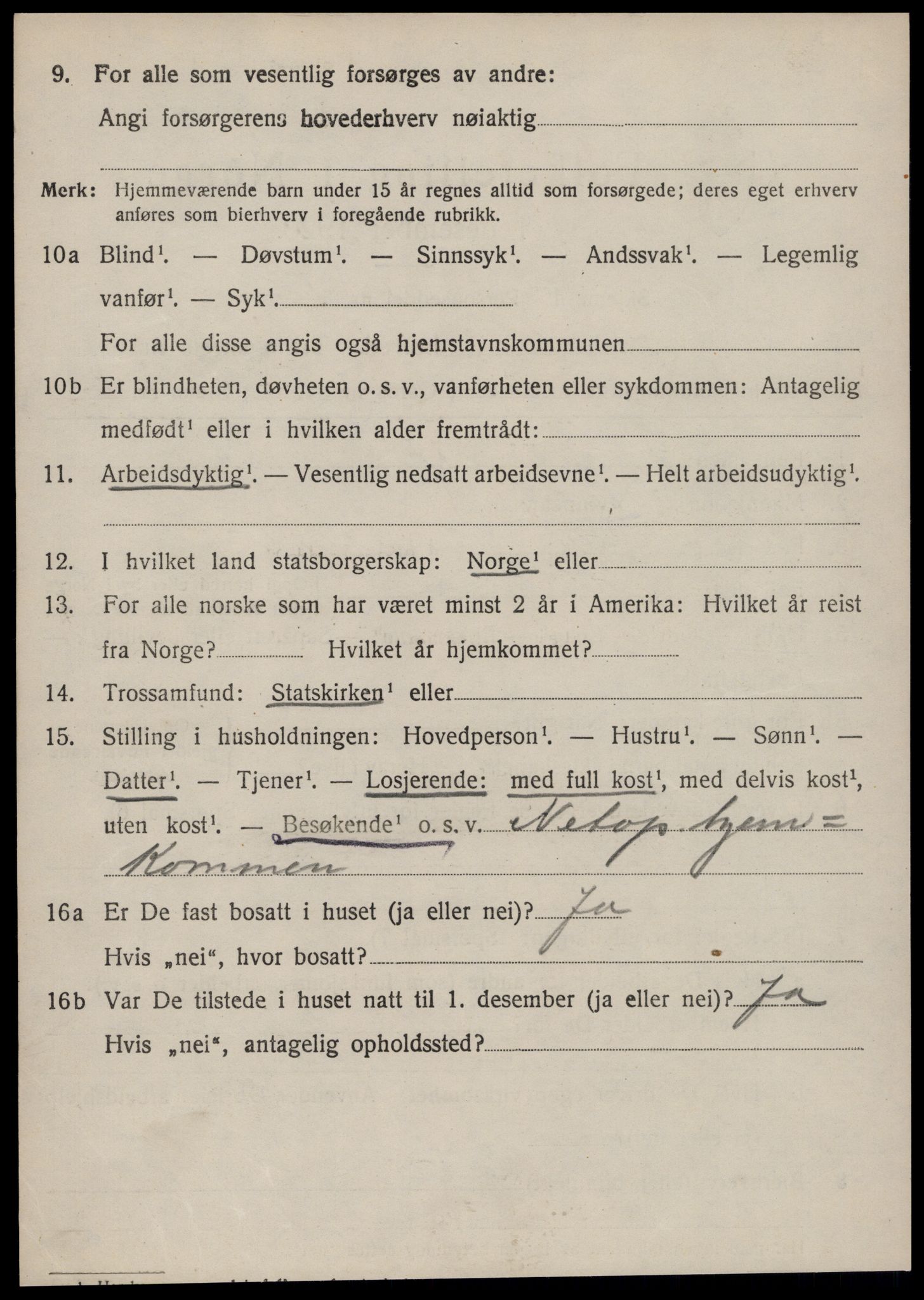 SAT, 1920 census for Vatne, 1920, p. 3119