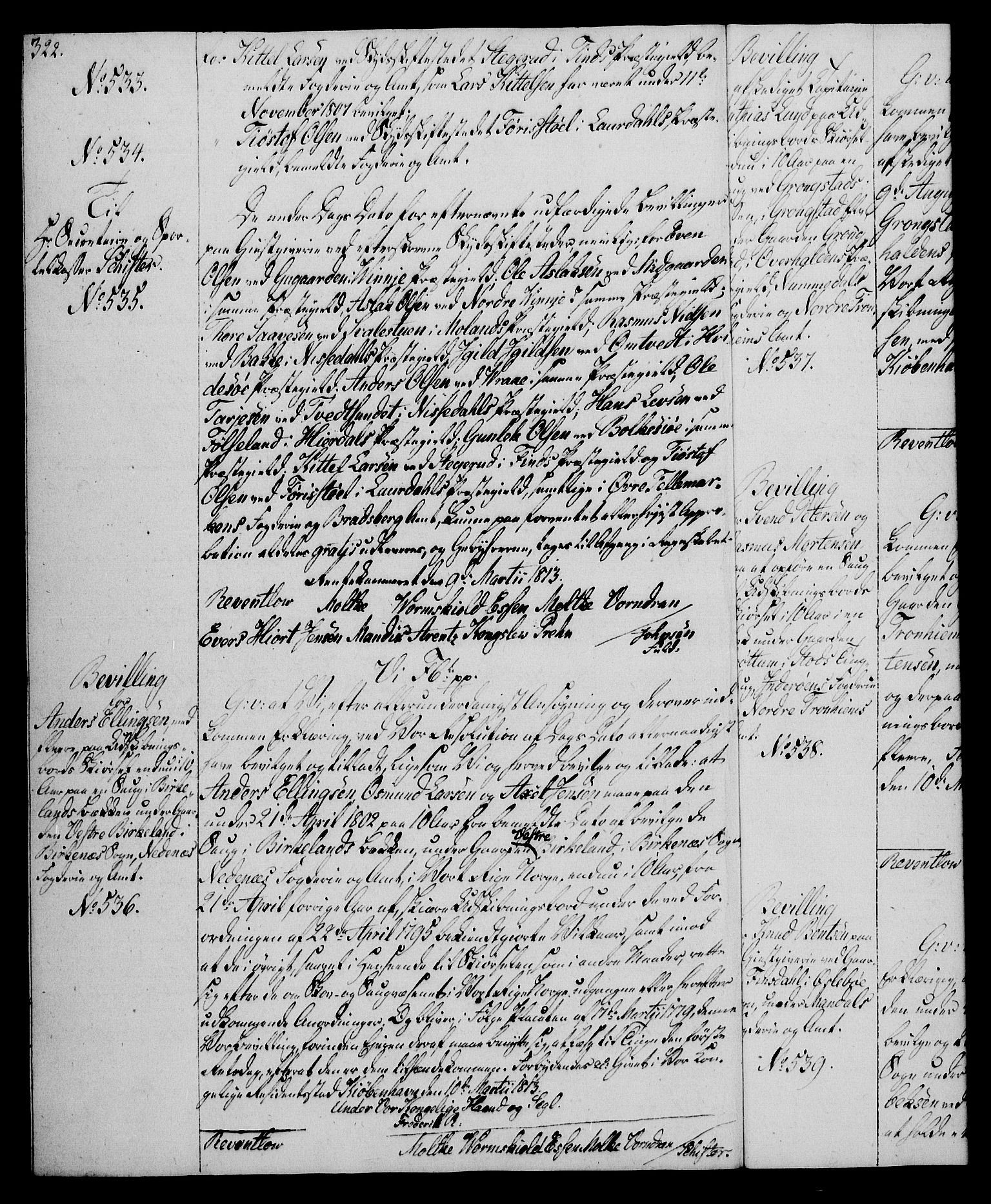 Rentekammeret, Kammerkanselliet, AV/RA-EA-3111/G/Gg/Gga/L0020: Norsk ekspedisjonsprotokoll med register (merket RK 53.20), 1811-1814, p. 322