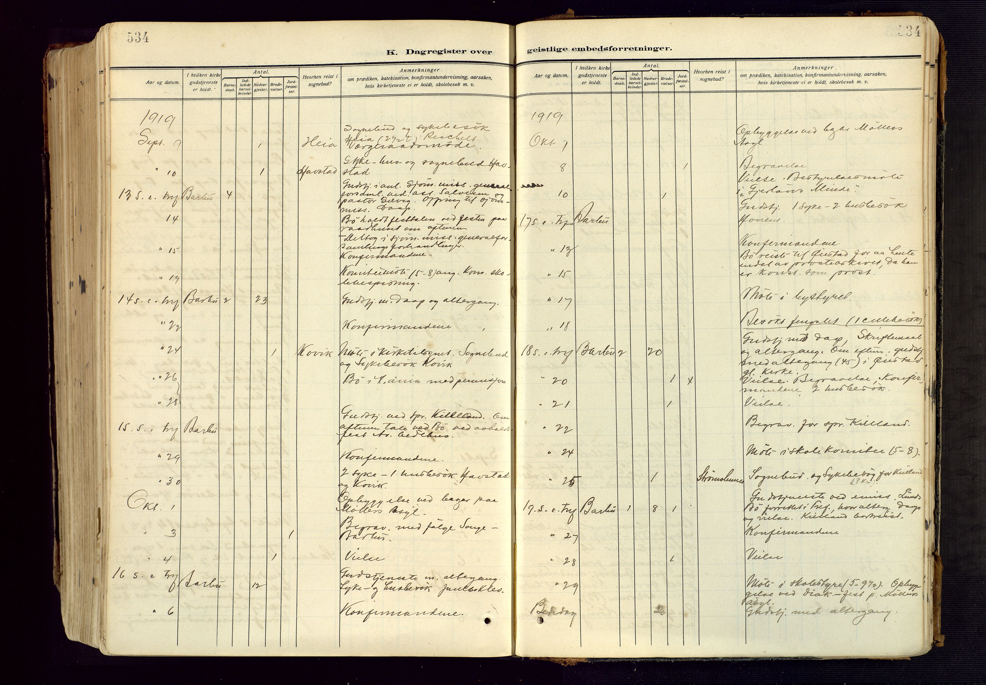 Barbu sokneprestkontor, AV/SAK-1111-0003/F/Fa/L0006: Parish register (official) no. A 6, 1910-1929, p. 534