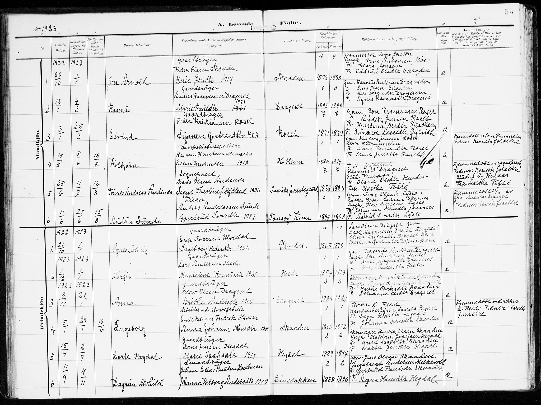 Innvik sokneprestembete, AV/SAB-A-80501: Parish register (official) no. B 2, 1903-1929, p. 53