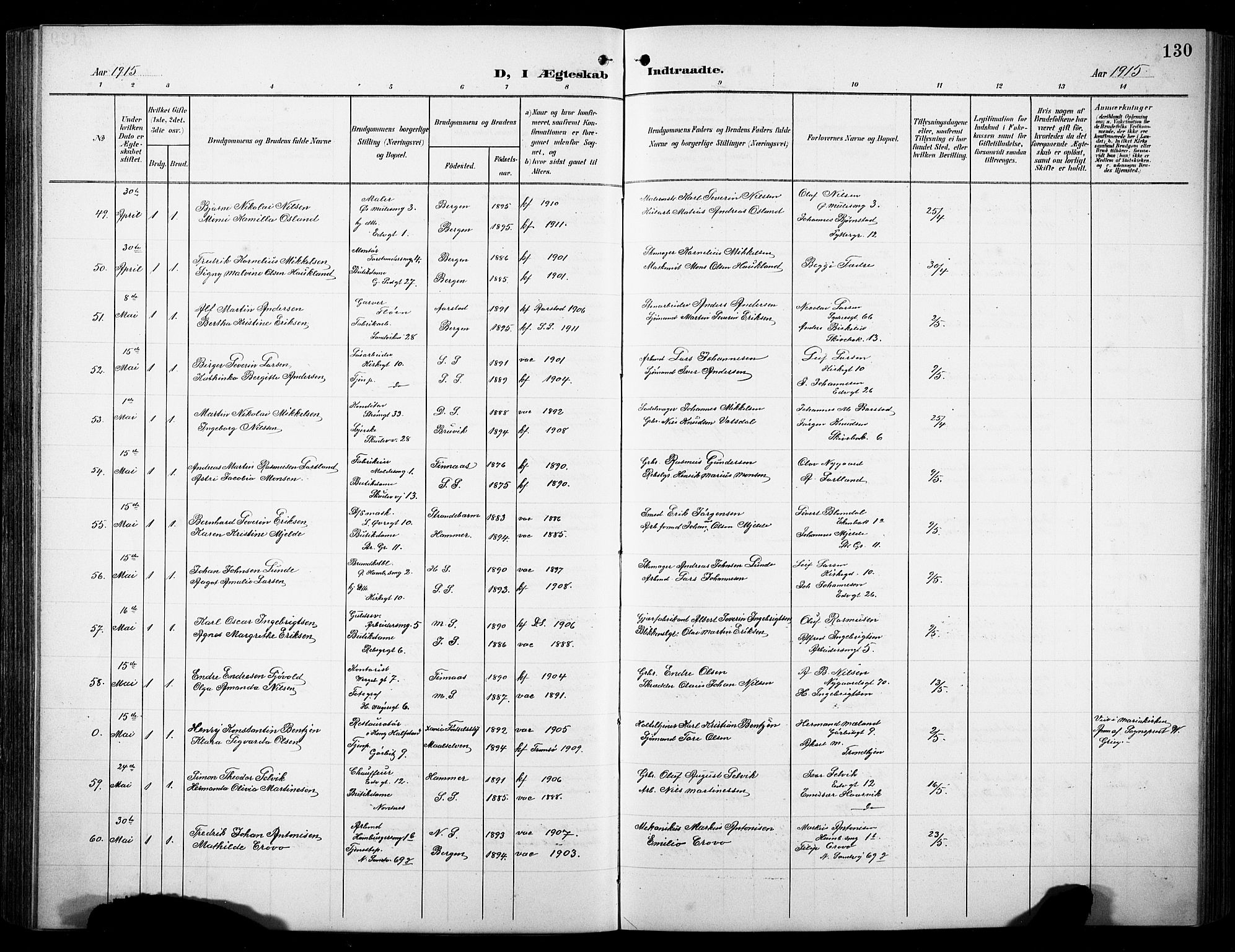 Sandviken Sokneprestembete, AV/SAB-A-77601/H/Hb/L0014: Parish register (copy) no. D 1, 1902-1929, p. 130