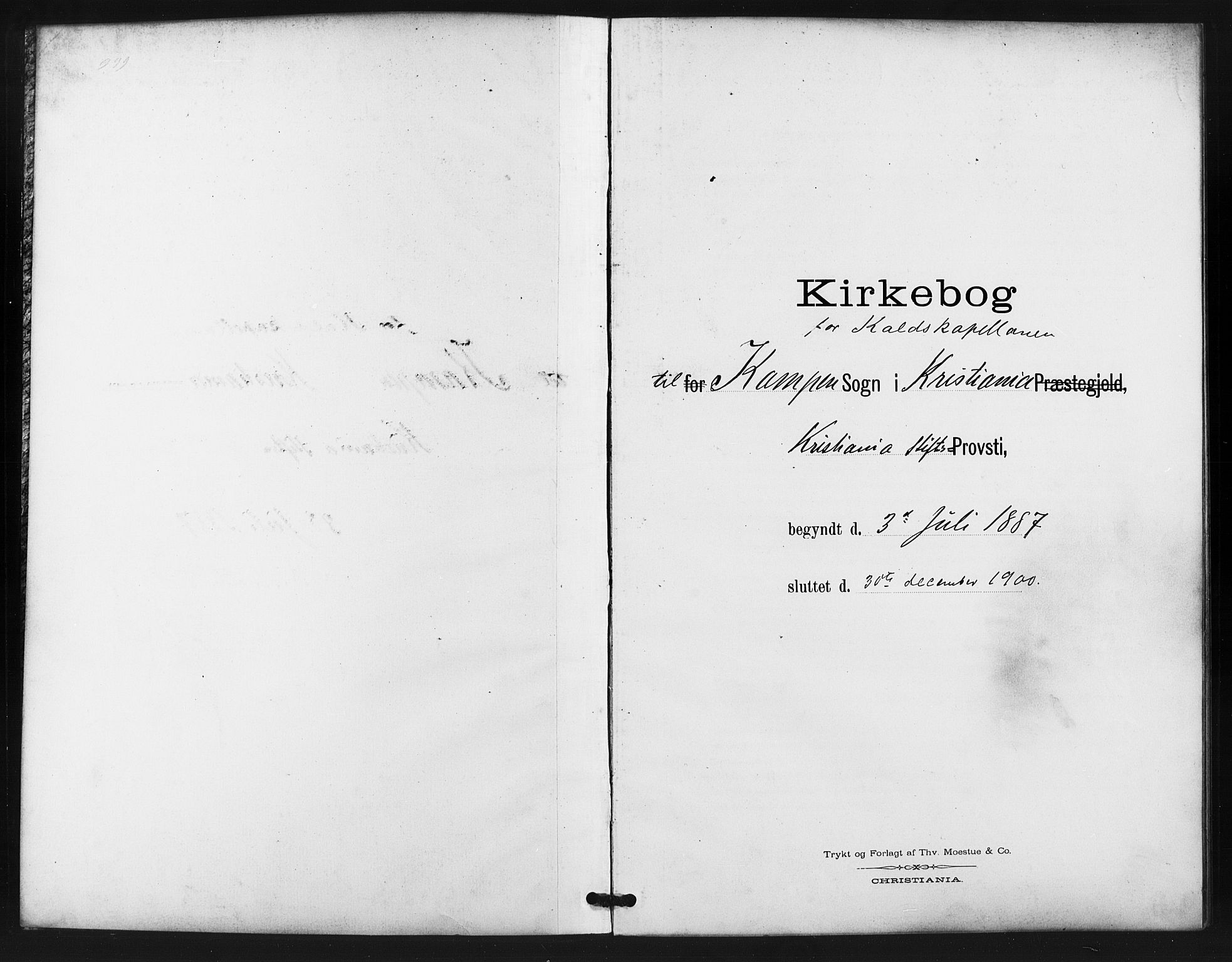 Kampen prestekontor Kirkebøker, AV/SAO-A-10853/I/Ib/L0001: Diary records no. 1, 1887-1900