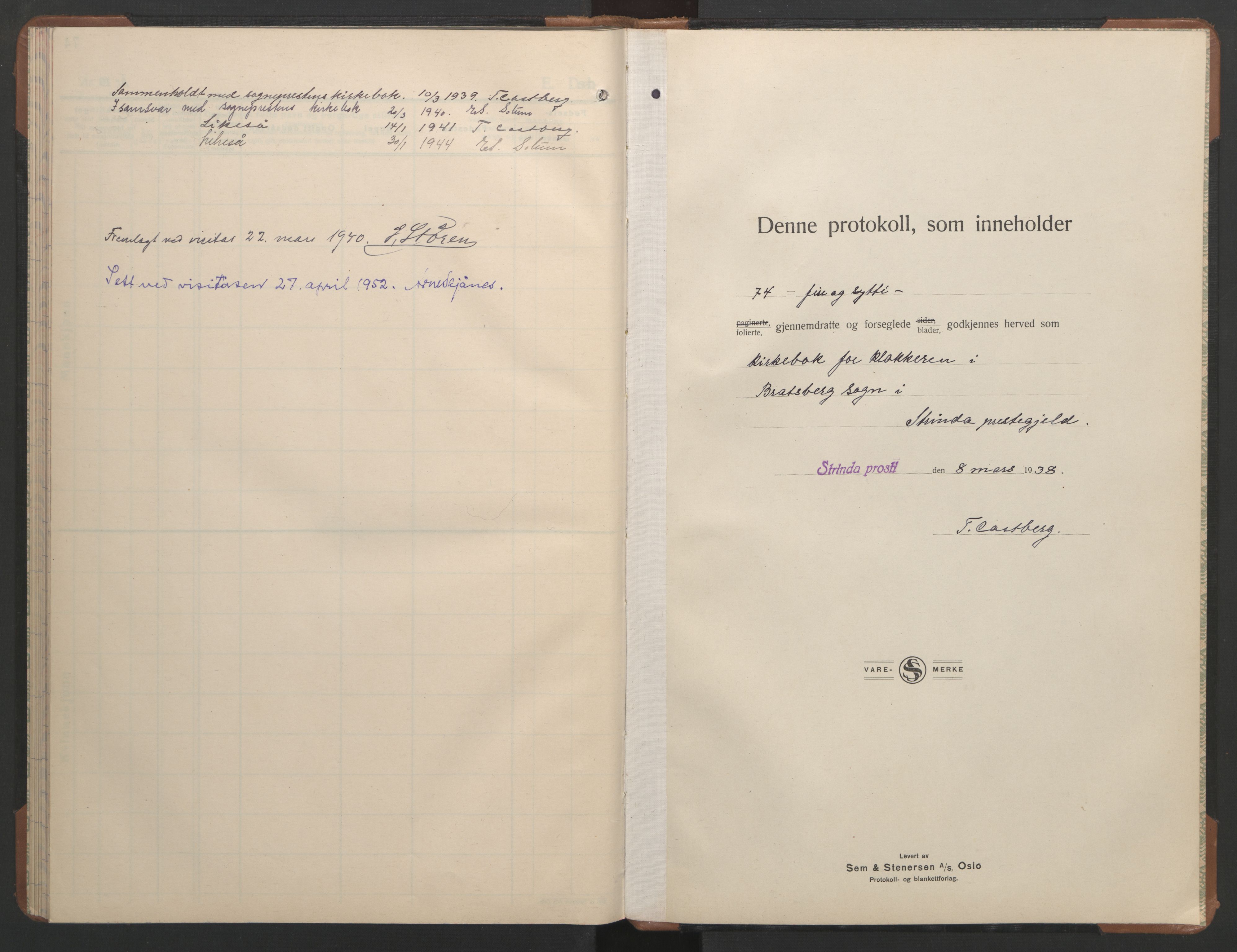 Ministerialprotokoller, klokkerbøker og fødselsregistre - Sør-Trøndelag, SAT/A-1456/608/L0343: Parish register (copy) no. 608C09, 1938-1952, p. 64