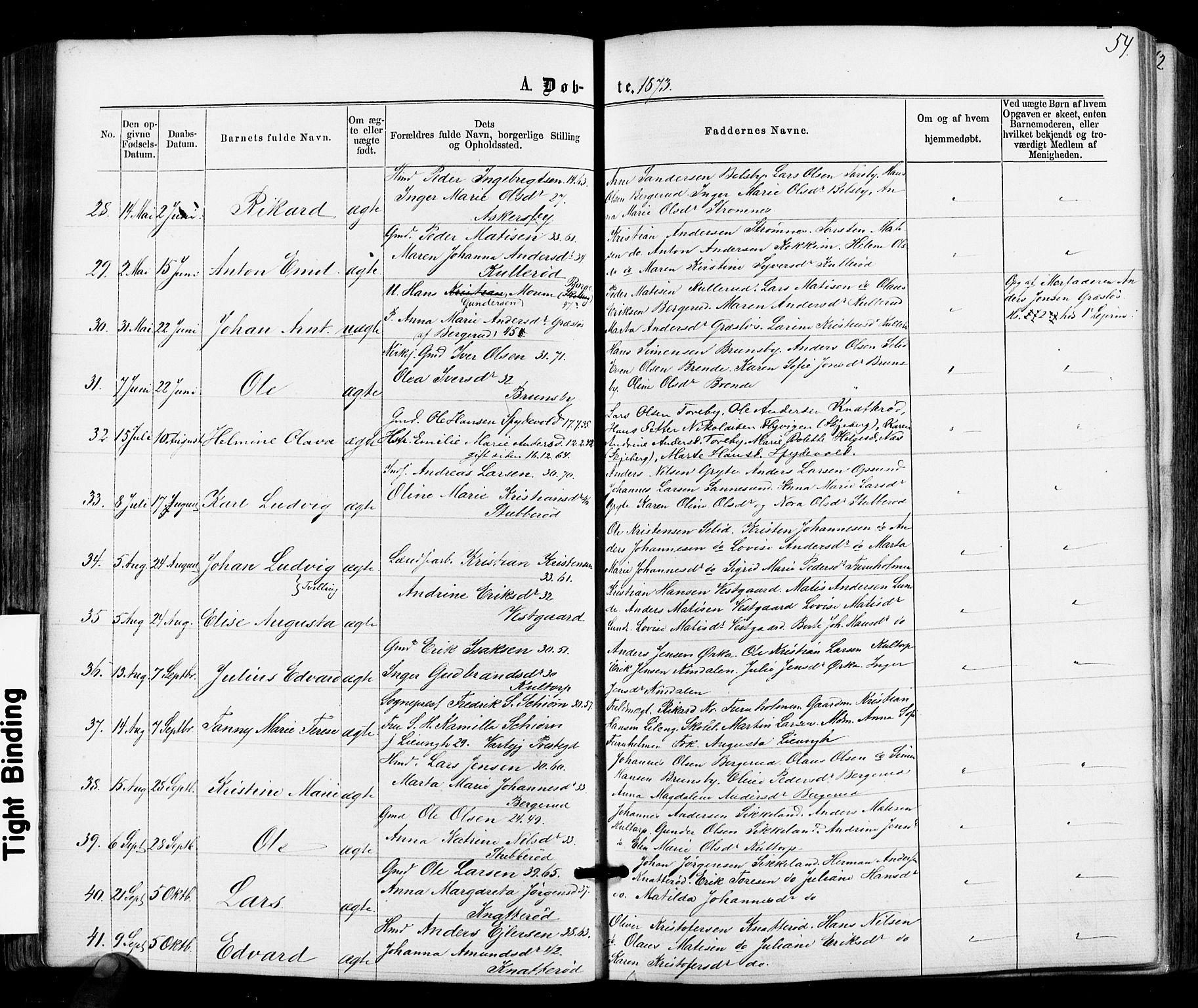 Varteig prestekontor Kirkebøker, AV/SAO-A-10447a/F/Fa/L0001: Parish register (official) no. 1, 1861-1877, p. 54