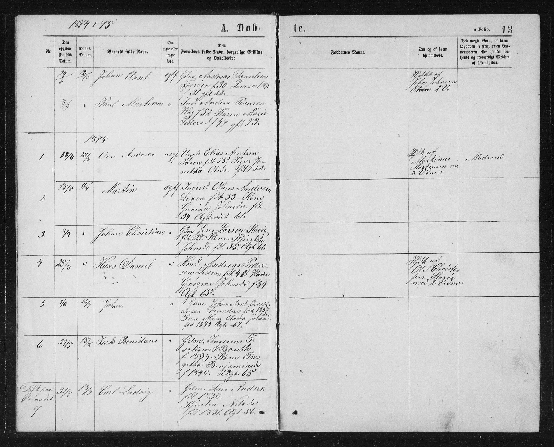 Ministerialprotokoller, klokkerbøker og fødselsregistre - Sør-Trøndelag, SAT/A-1456/662/L0756: Parish register (copy) no. 662C01, 1869-1891, p. 13
