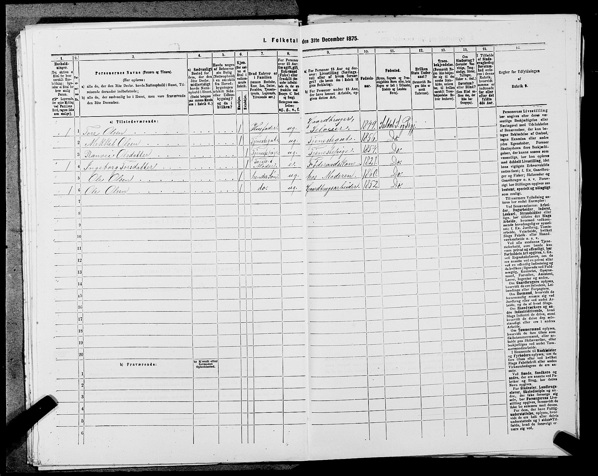 SAST, 1875 census for 1134P Suldal, 1875, p. 534