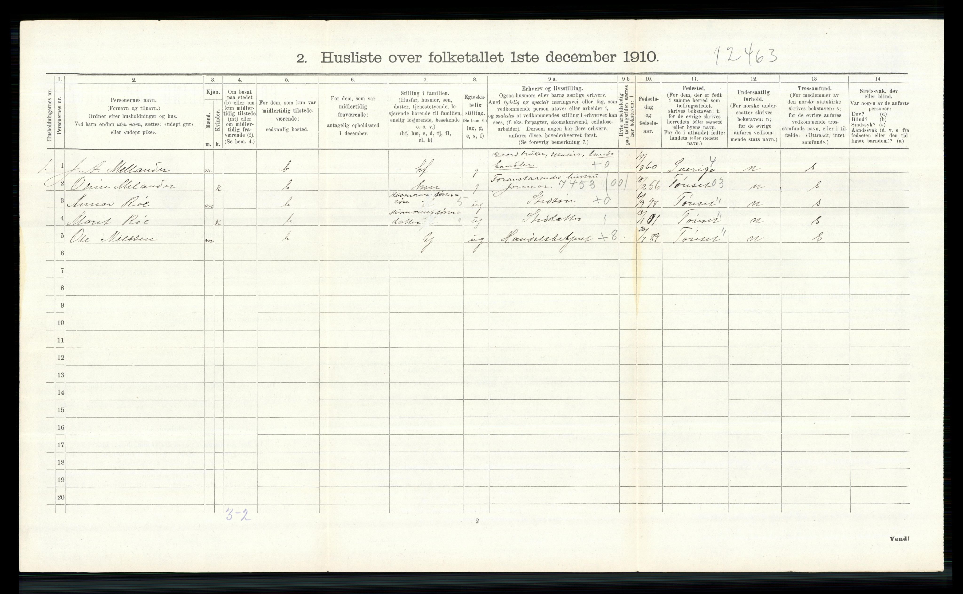 RA, 1910 census for Vang, 1910, p. 982