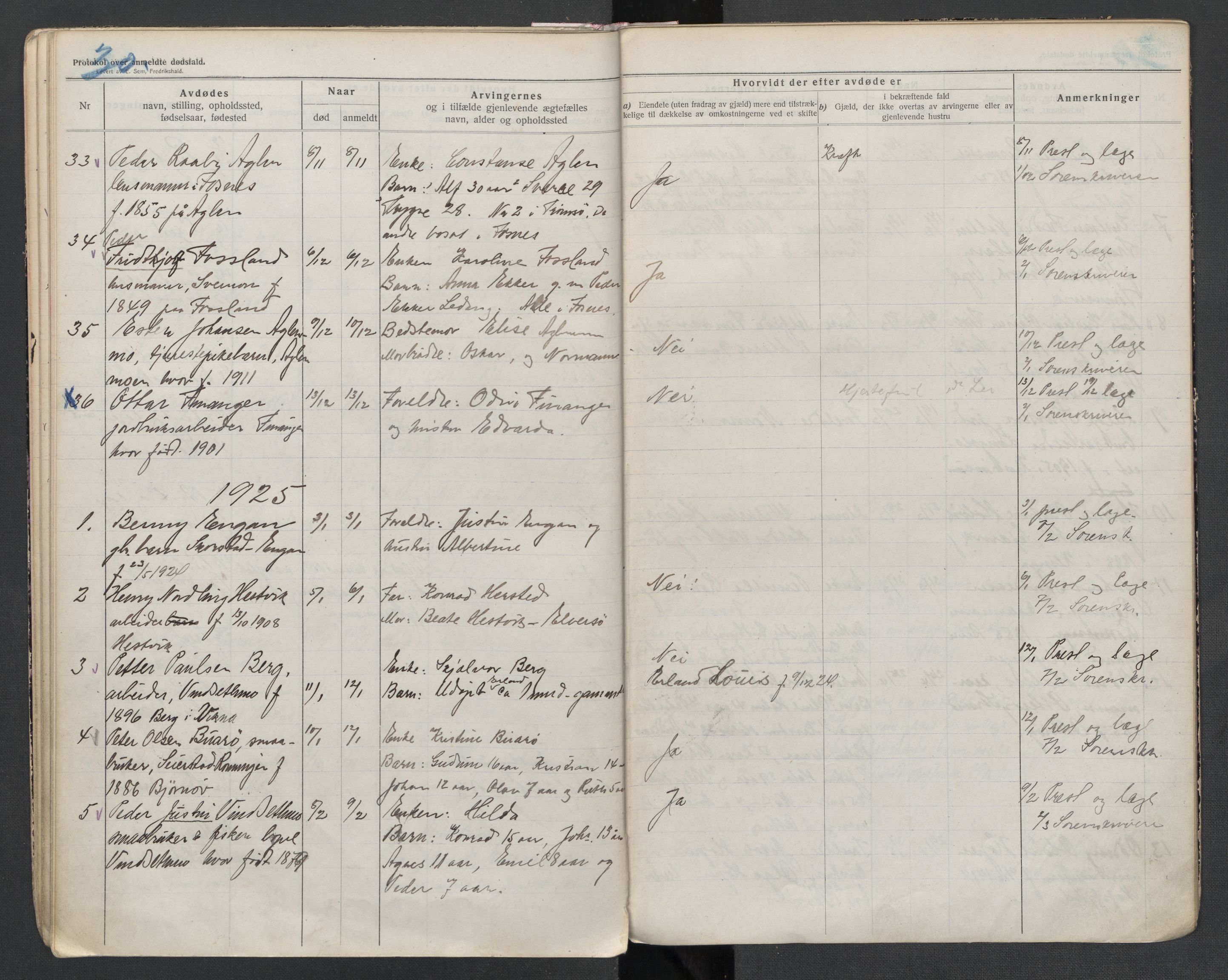 Fosnes lensmannskontor , SAT/A-1022/1/02/L0003: 2.01.03 Døsfallsjournal, 1916-1930, p. 30