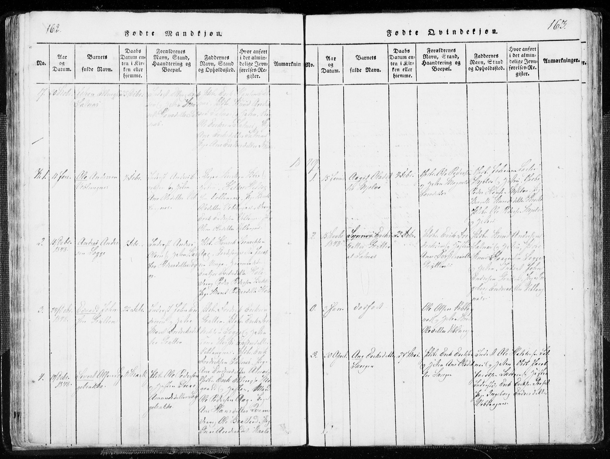 Ministerialprotokoller, klokkerbøker og fødselsregistre - Møre og Romsdal, AV/SAT-A-1454/544/L0571: Parish register (official) no. 544A04, 1818-1853, p. 162-163