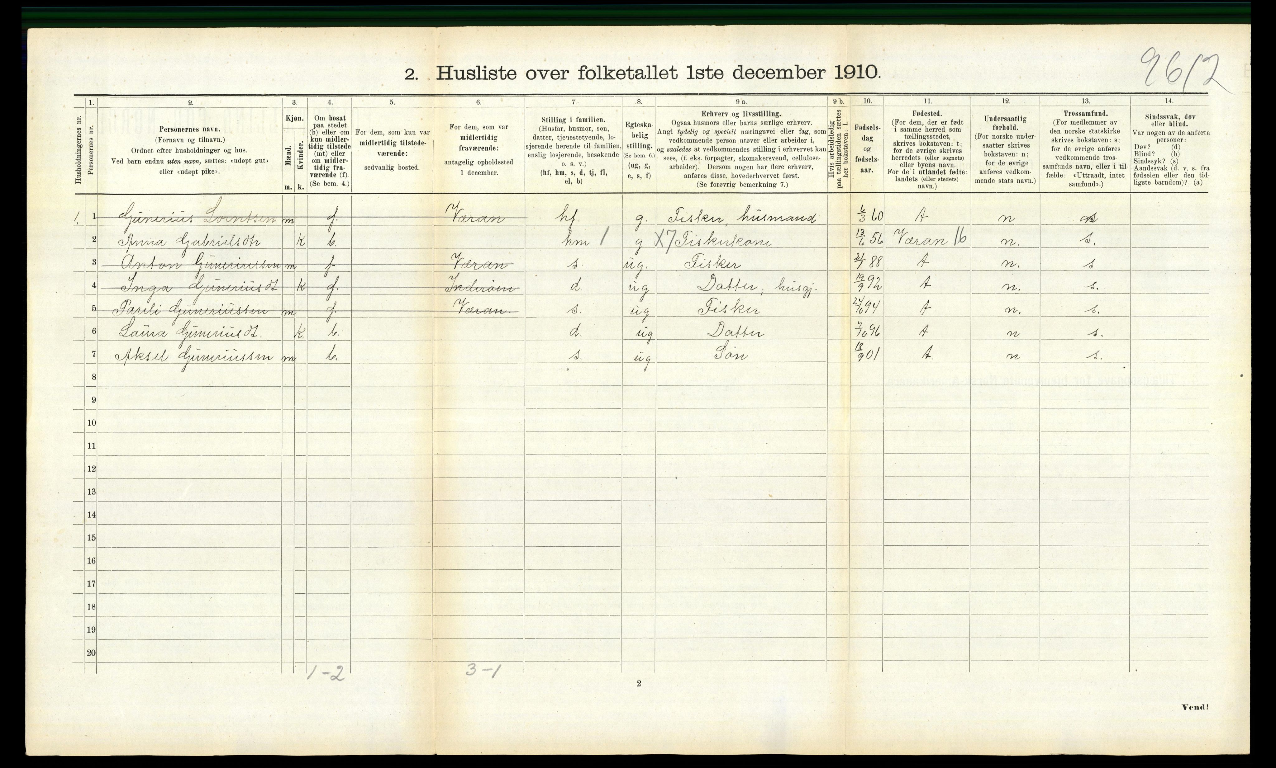 RA, 1910 census for Frosta, 1910, p. 464