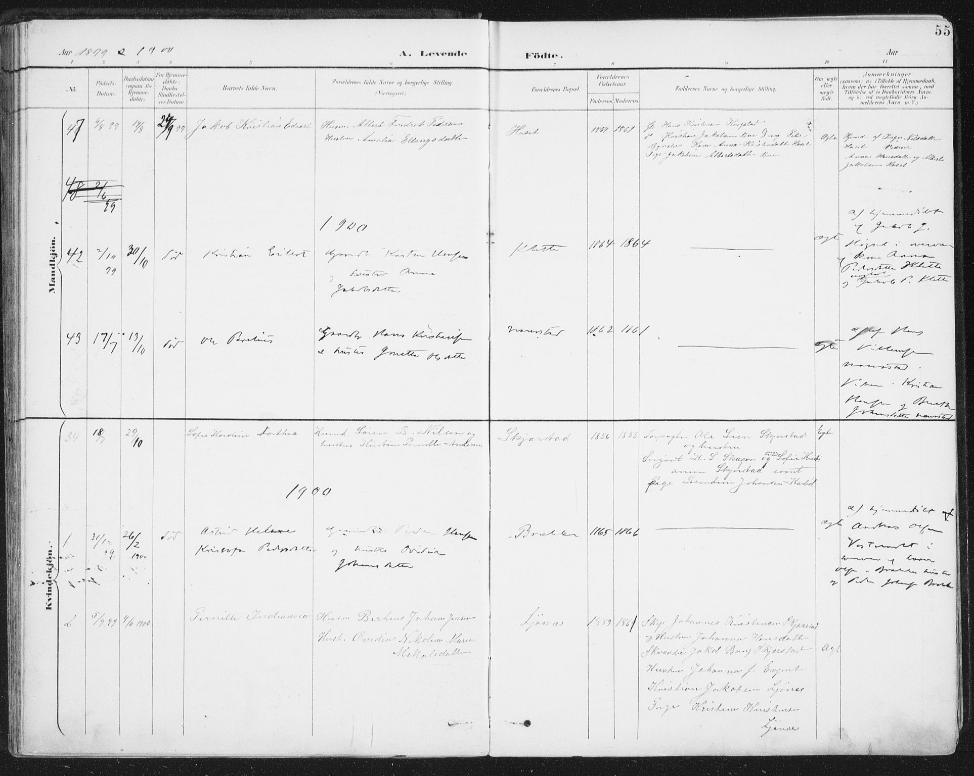 Ministerialprotokoller, klokkerbøker og fødselsregistre - Nordland, SAT/A-1459/852/L0741: Parish register (official) no. 852A11, 1894-1917, p. 55