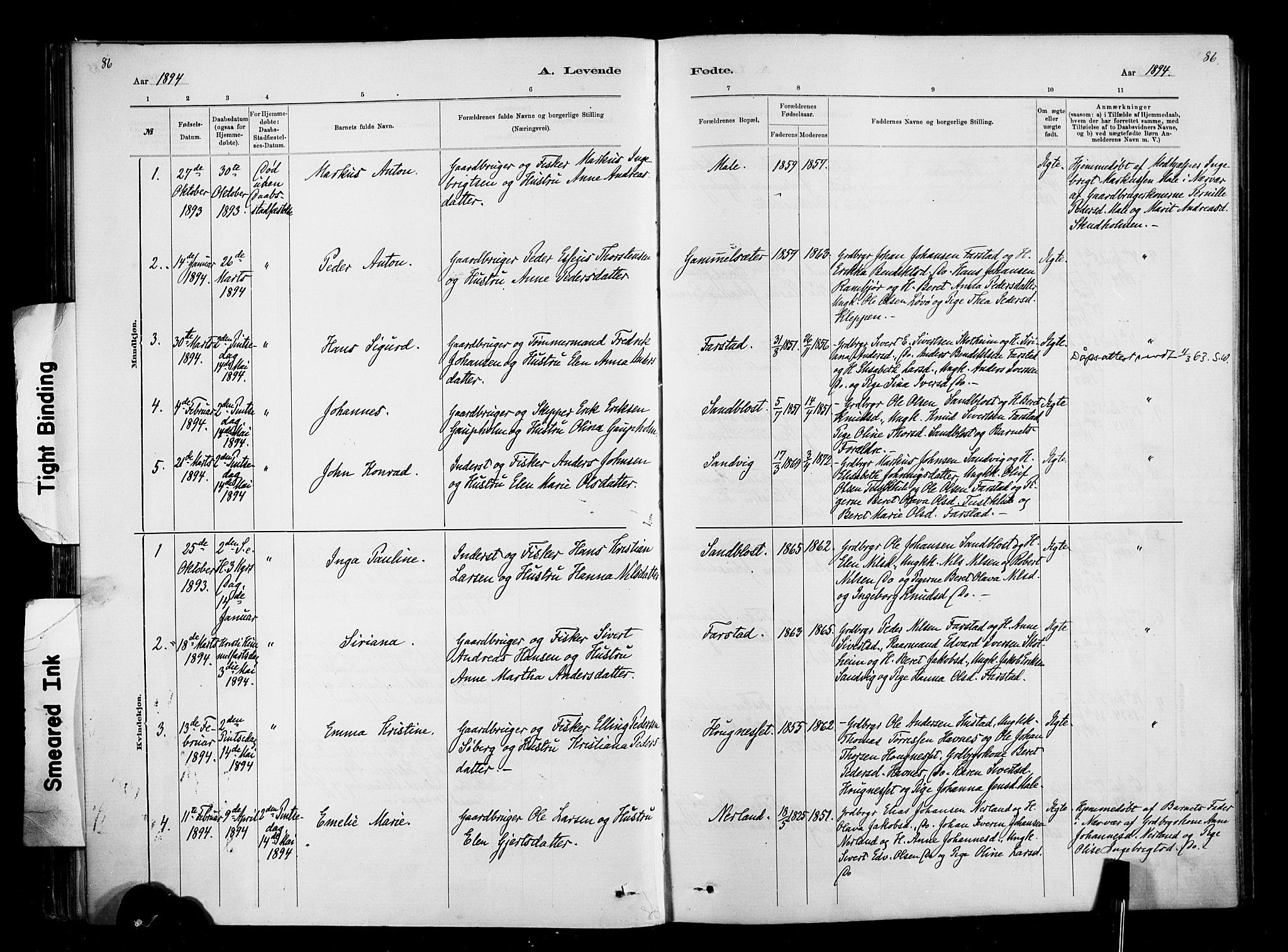 Ministerialprotokoller, klokkerbøker og fødselsregistre - Møre og Romsdal, AV/SAT-A-1454/567/L0778: Parish register (official) no. 567A01, 1881-1903, p. 86