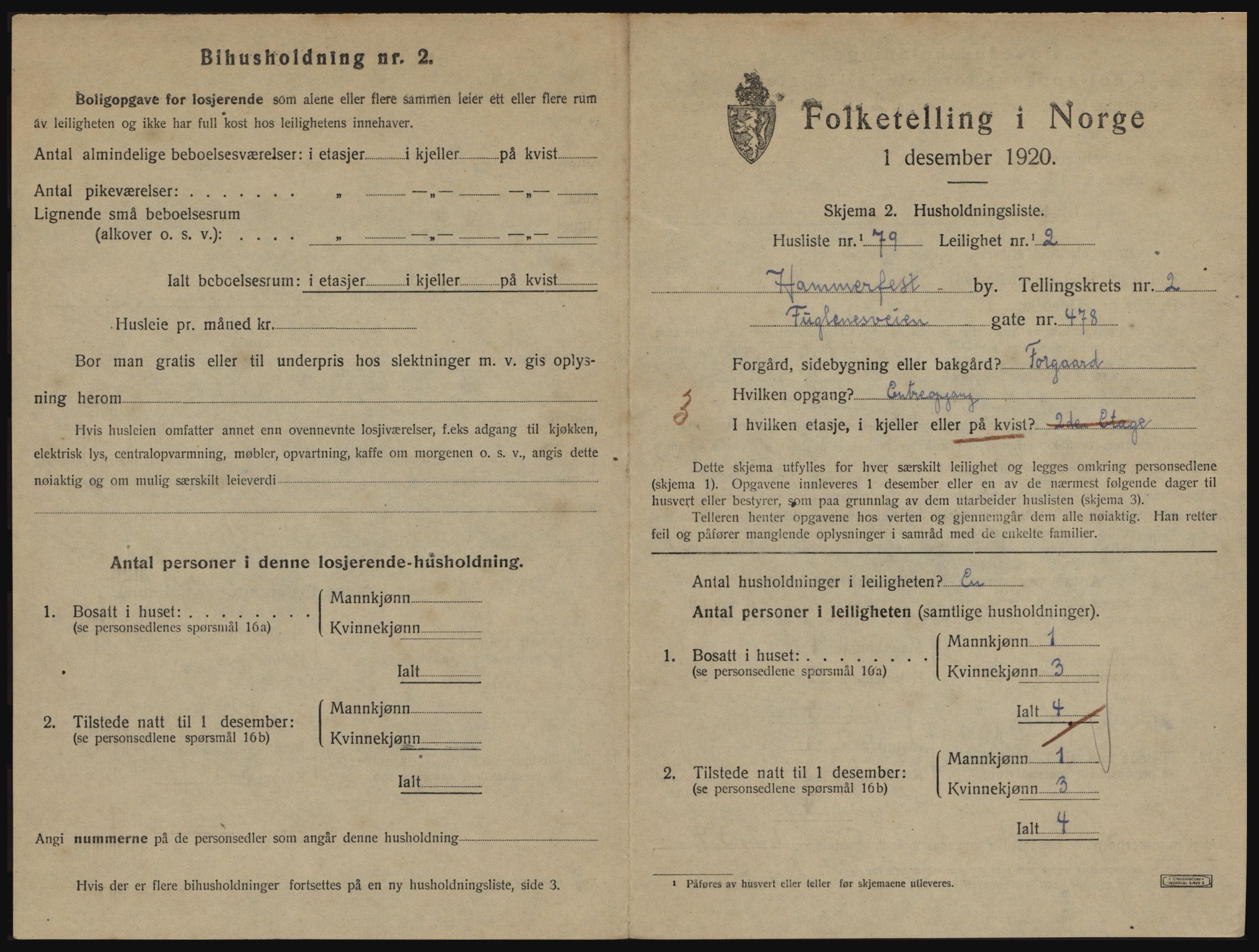 SATØ, 1920 census for Hammerfest, 1920, p. 2094