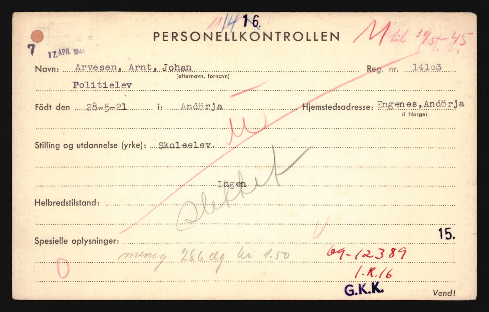 Forsvaret, Troms infanteriregiment nr. 16, AV/RA-RAFA-3146/P/Pa/L0024/0003: Rulleblad / Rulleblad for regimentets menige mannskaper, årsklasse 1942, 1942, p. 14