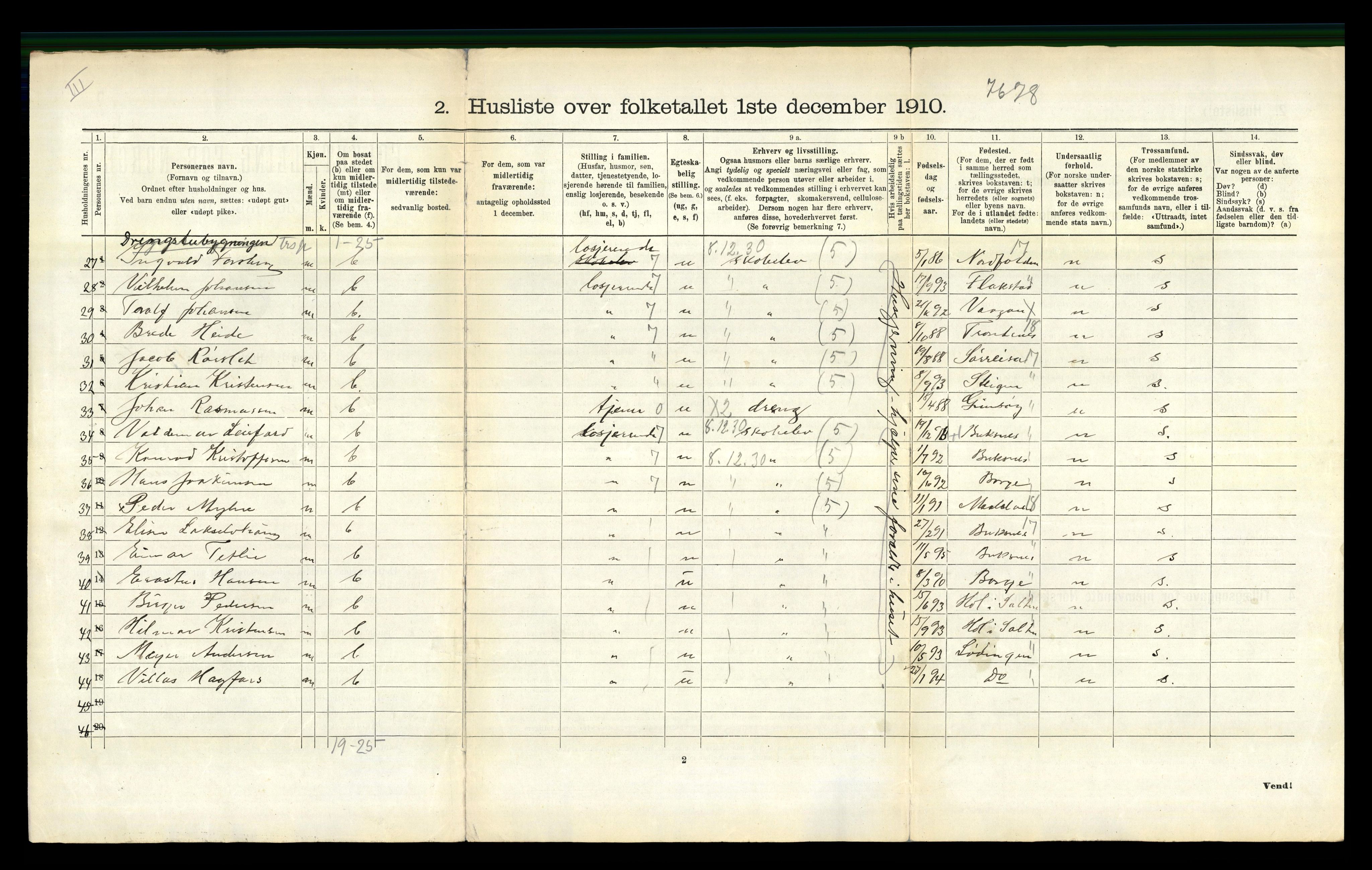 RA, 1910 census for Vågan, 1910, p. 748