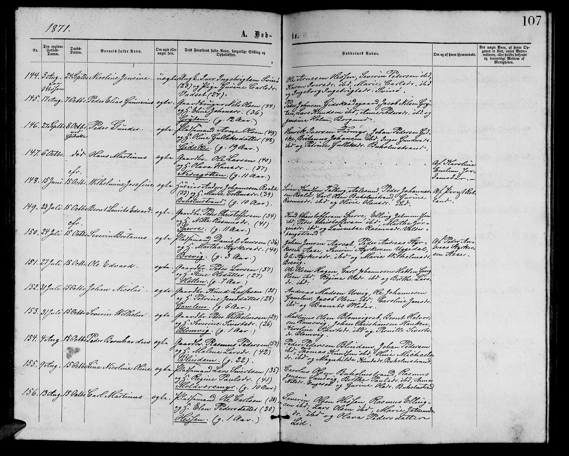 Ministerialprotokoller, klokkerbøker og fødselsregistre - Møre og Romsdal, AV/SAT-A-1454/528/L0428: Parish register (copy) no. 528C09, 1864-1880, p. 107