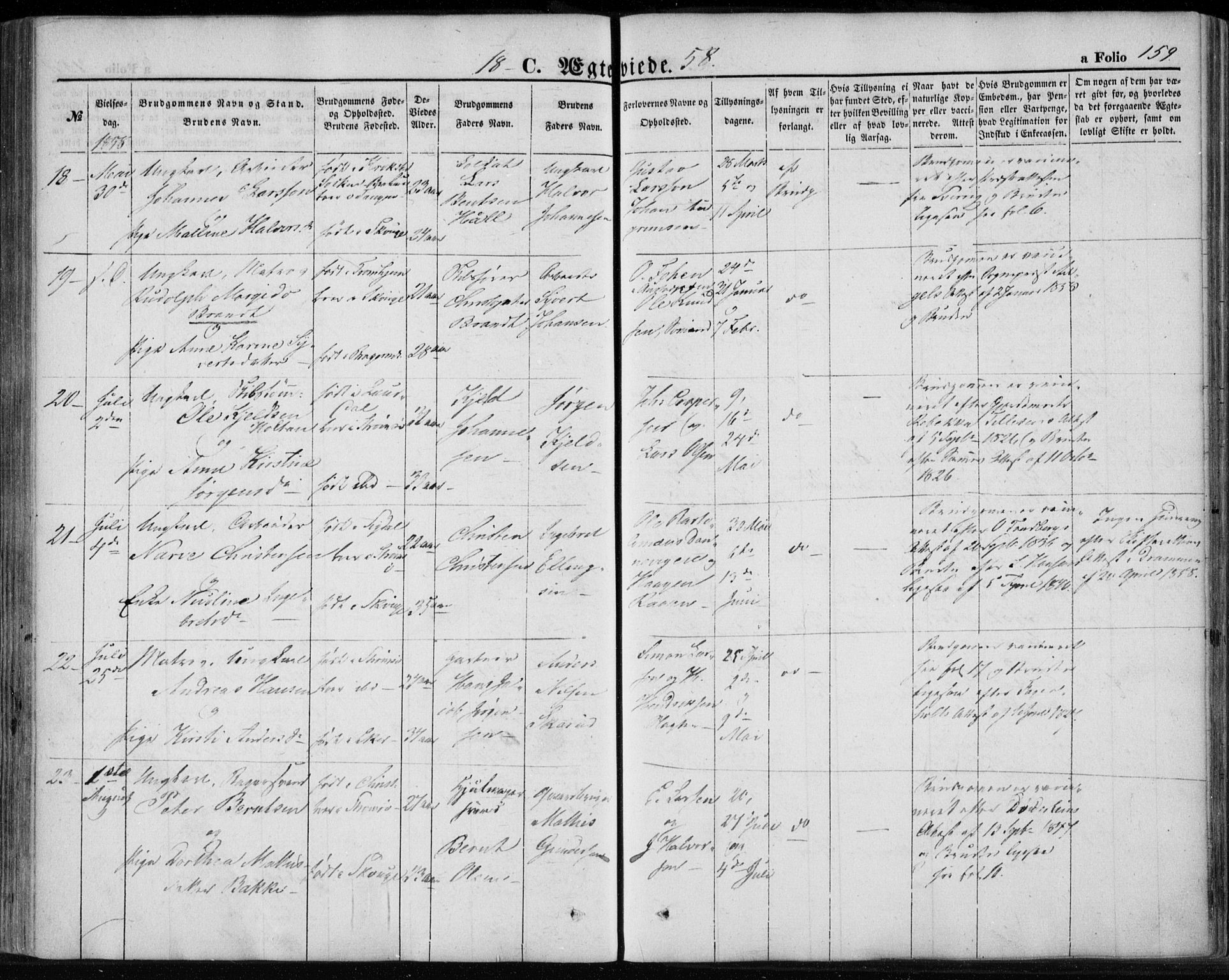 Strømsø kirkebøker, AV/SAKO-A-246/F/Fa/L0017: Parish register (official) no. I 17, 1848-1865, p. 159