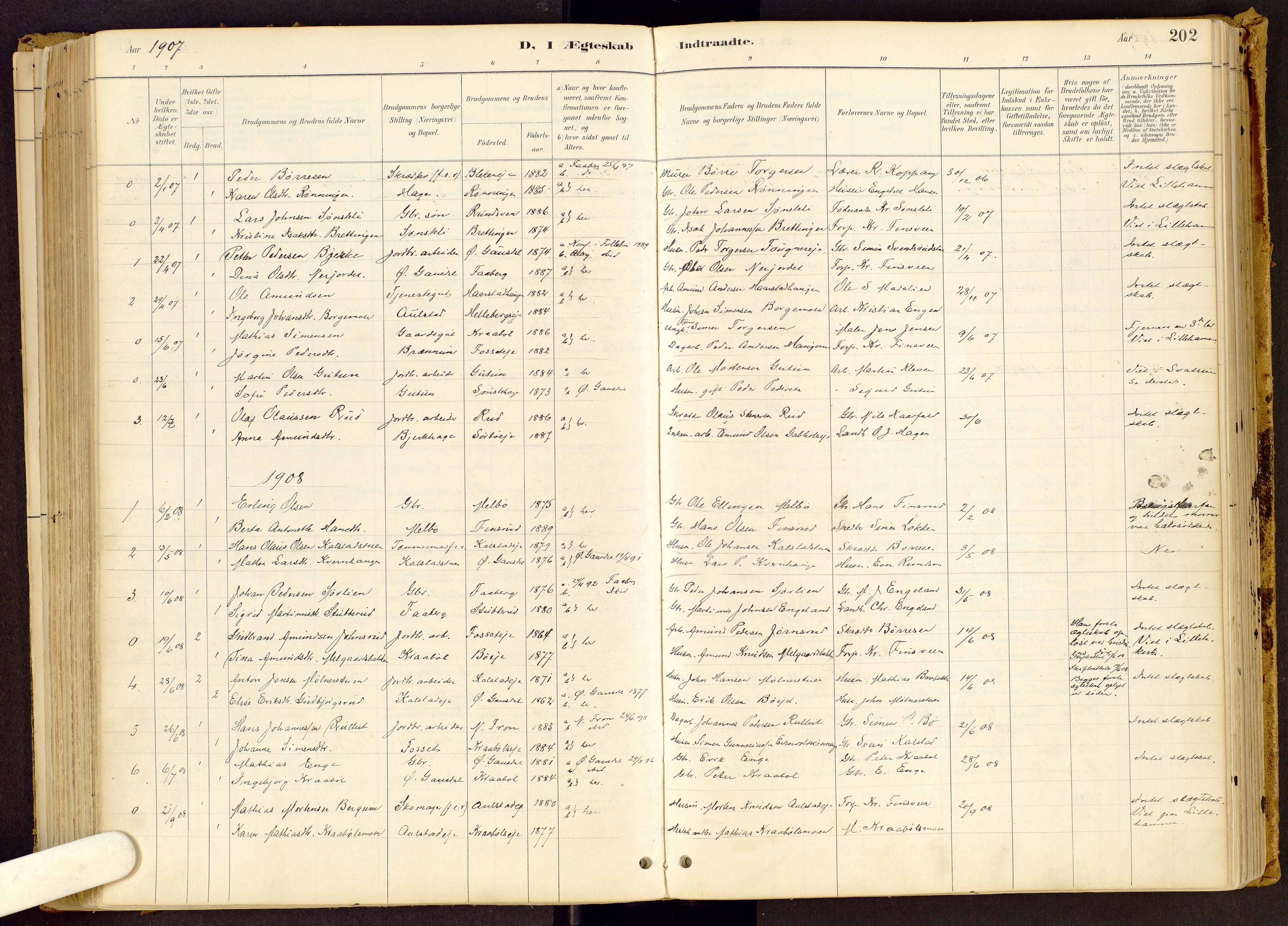 Vestre Gausdal prestekontor, SAH/PREST-094/H/Ha/Haa/L0001: Parish register (official) no. 1, 1887-1914, p. 202