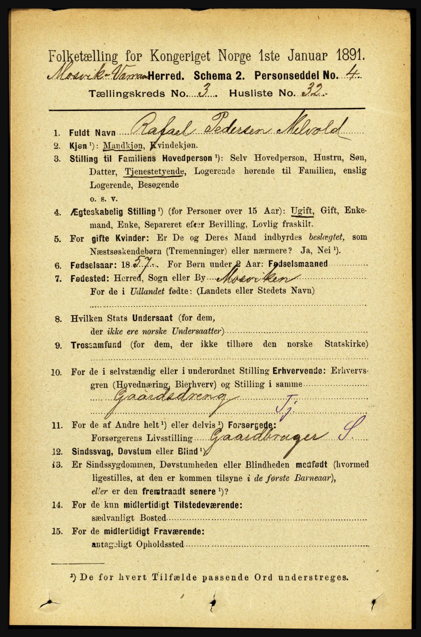 RA, 1891 census for 1723 Mosvik og Verran, 1891, p. 1133