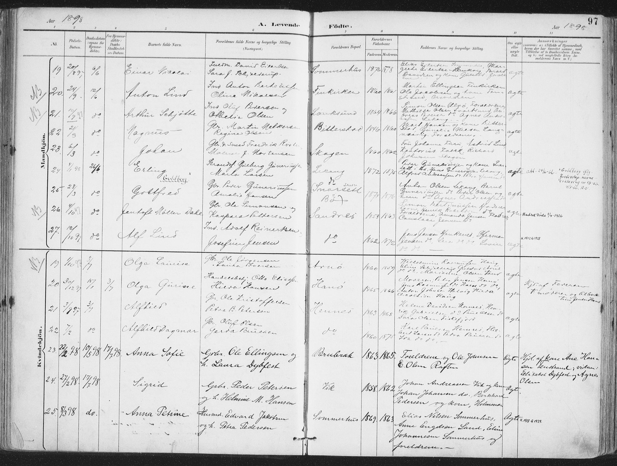 Ministerialprotokoller, klokkerbøker og fødselsregistre - Nordland, AV/SAT-A-1459/888/L1246: Parish register (official) no. 888A12, 1891-1903, p. 97