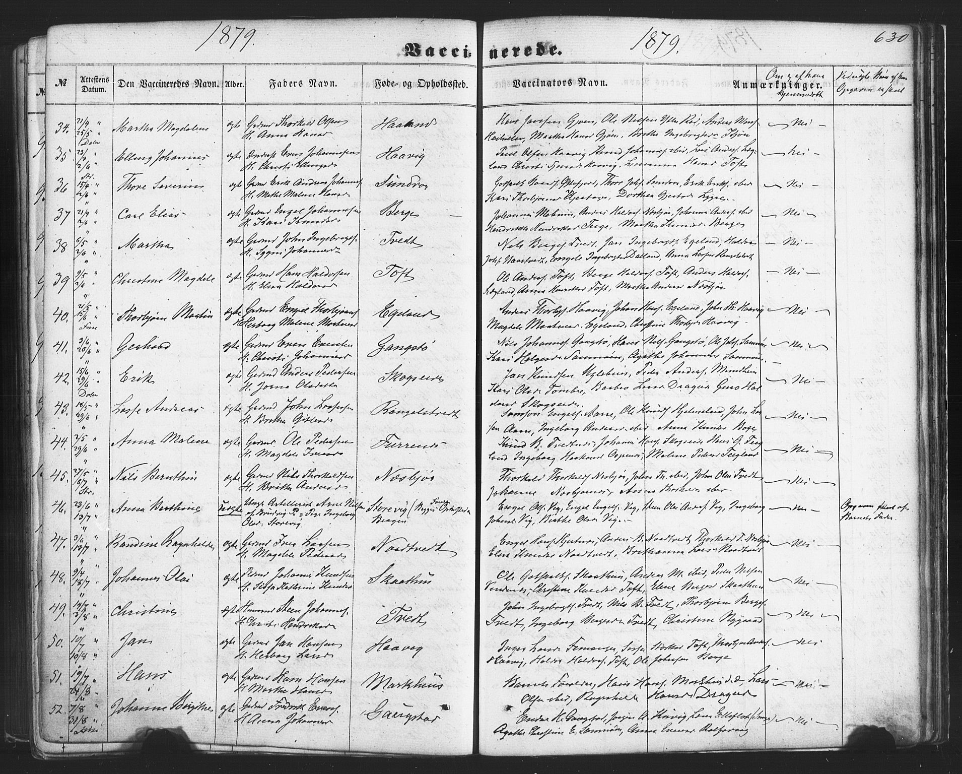 Fusa sokneprestembete, SAB/A-75401/H/Haa: Parish register (official) no. A 1II, 1855-1879, p. 630