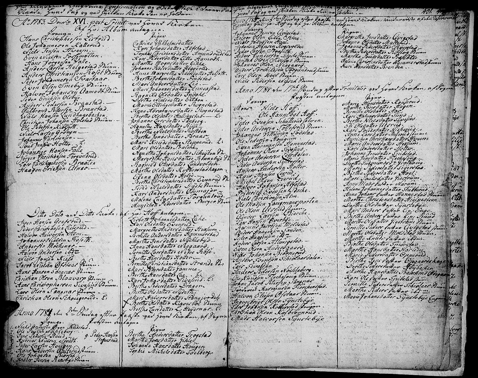 Toten prestekontor, SAH/PREST-102/H/Ha/Haa/L0006: Parish register (official) no. 6, 1773-1793, p. 431