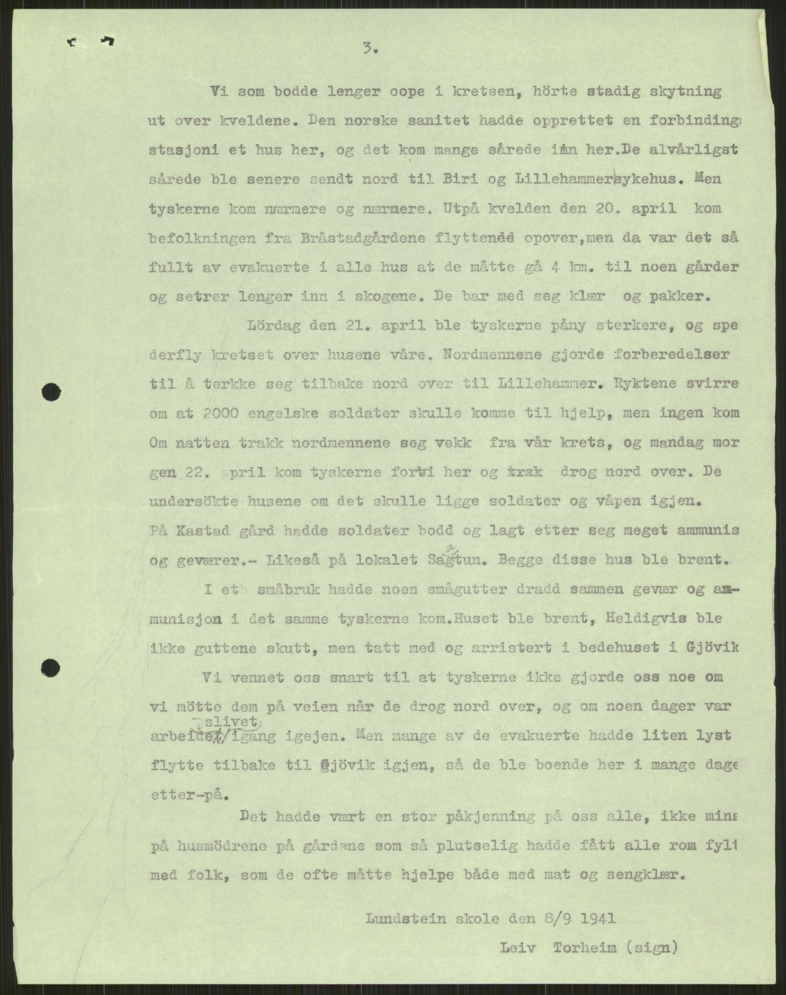 Forsvaret, Forsvarets krigshistoriske avdeling, AV/RA-RAFA-2017/Y/Ya/L0014: II-C-11-31 - Fylkesmenn.  Rapporter om krigsbegivenhetene 1940., 1940, p. 243