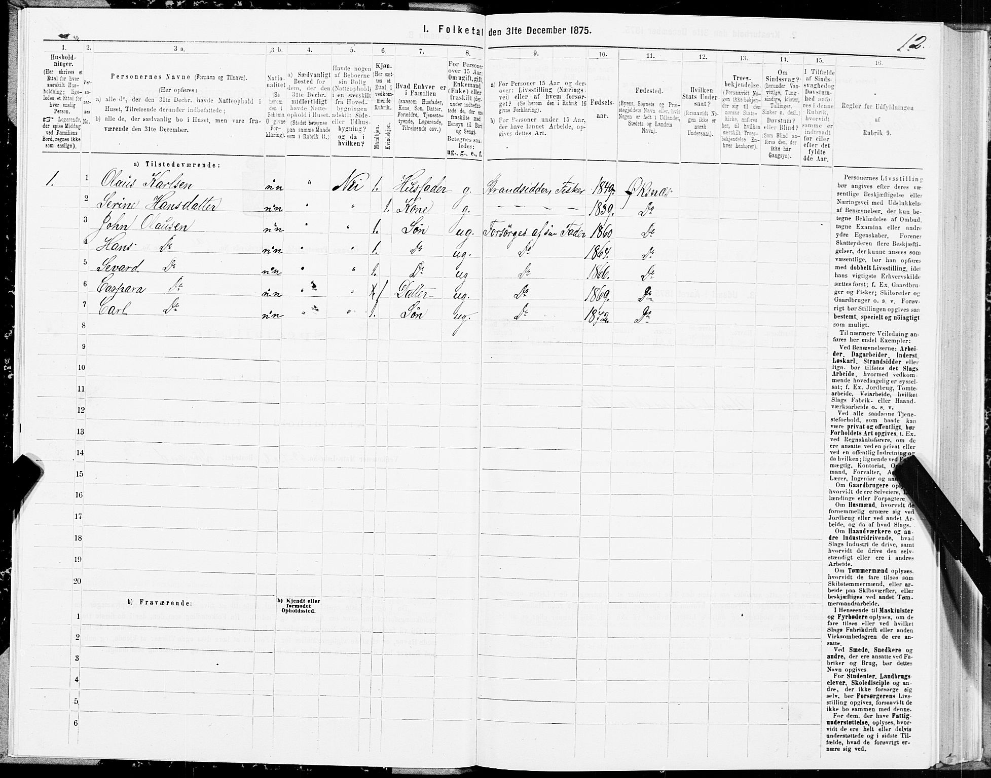 SAT, 1875 census for 1868P Øksnes, 1875, p. 1012