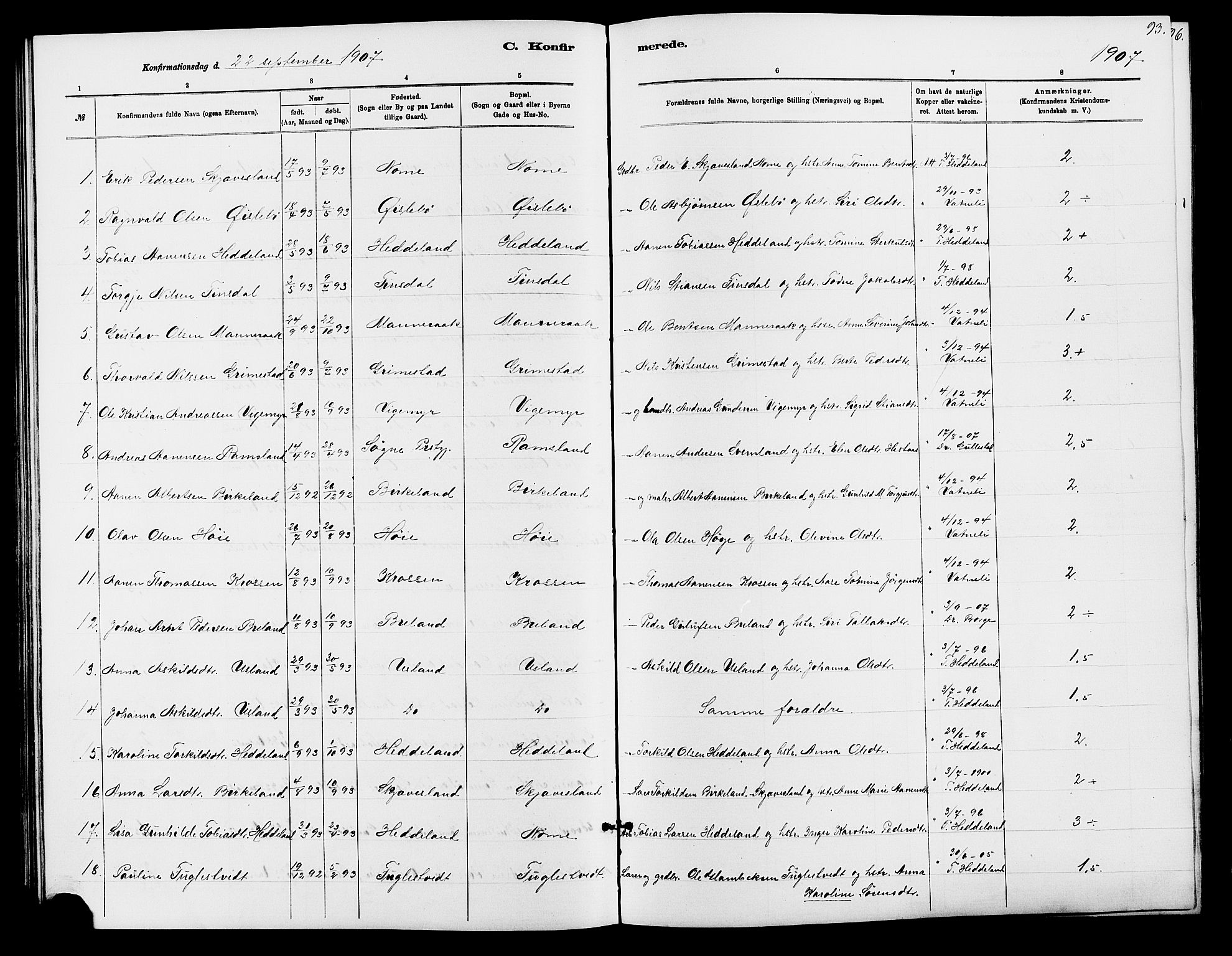 Holum sokneprestkontor, SAK/1111-0022/F/Fb/Fbc/L0003: Parish register (copy) no. B 3, 1882-1908, p. 93