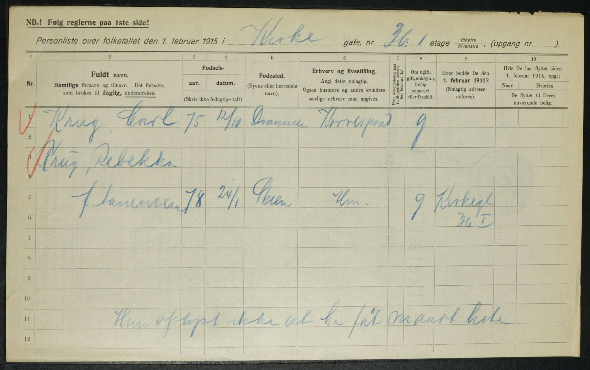 OBA, Municipal Census 1915 for Kristiania, 1915, p. 49521