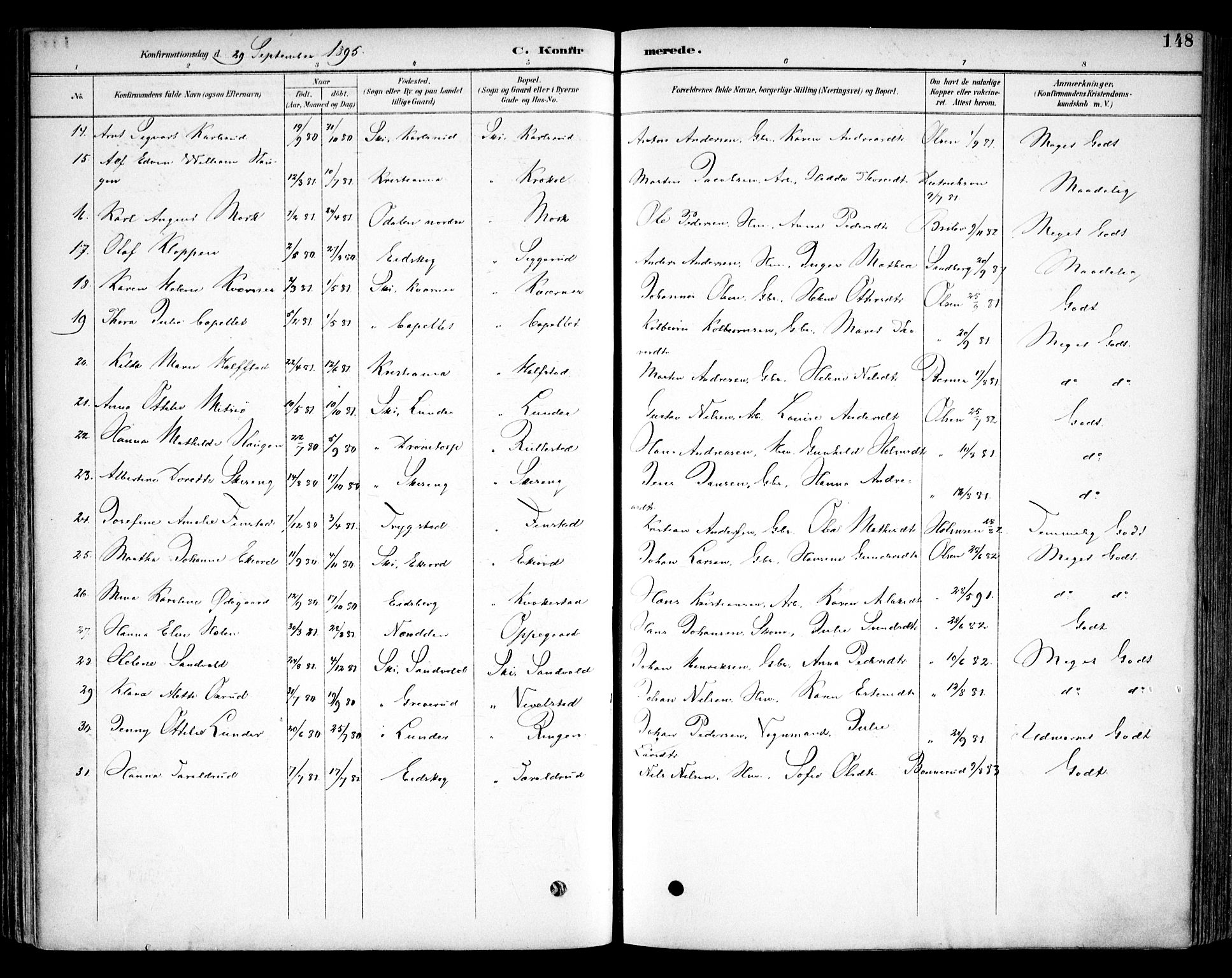 Kråkstad prestekontor Kirkebøker, SAO/A-10125a/F/Fb/L0002: Parish register (official) no. II 2, 1893-1917, p. 148